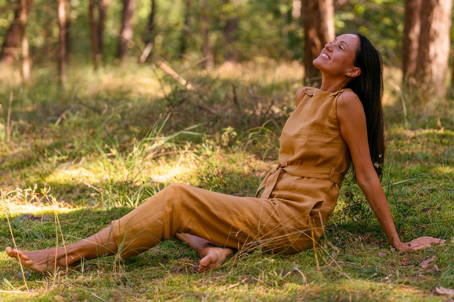 DICEY Wrap Linen Jumpsuit for Women - Amber Yellow Summer Outfit | Beach Cover-Up, Casual Wear & Vacation Dress