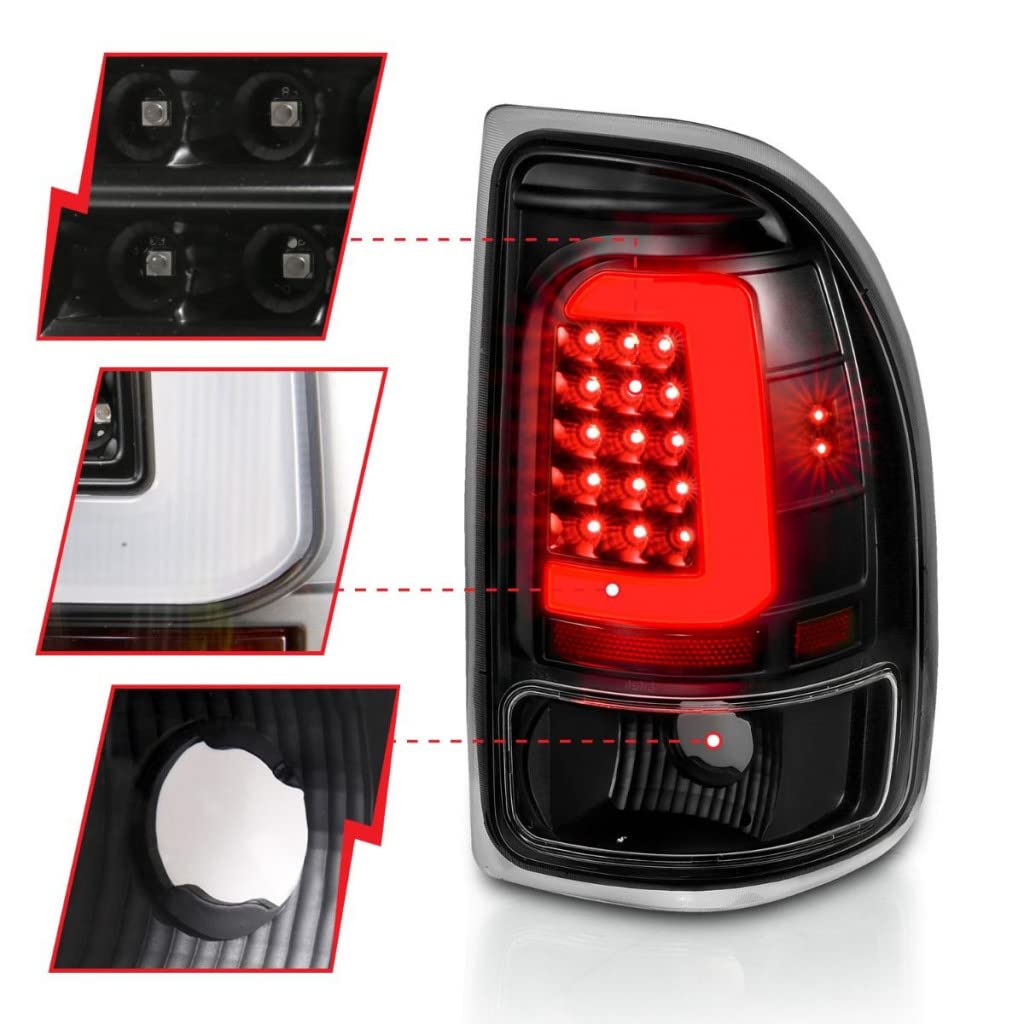 ANZO LED Tail Lights for Dodge Dakota 1997-2004 - Black Housing with Clear Lens (Pair) | 311347 | Upgrade Your Truck's Style & Visibility
