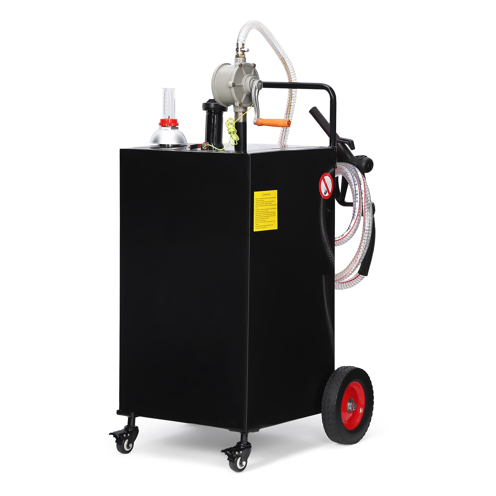 GARVEE 30 Gallon Stainless Steel Portable Fuel Caddy with Manual Pump & 4 Wheels - Heavy Duty Gasoline & Diesel Storage Tank for Construction, Farm, RV, and Emergency Use