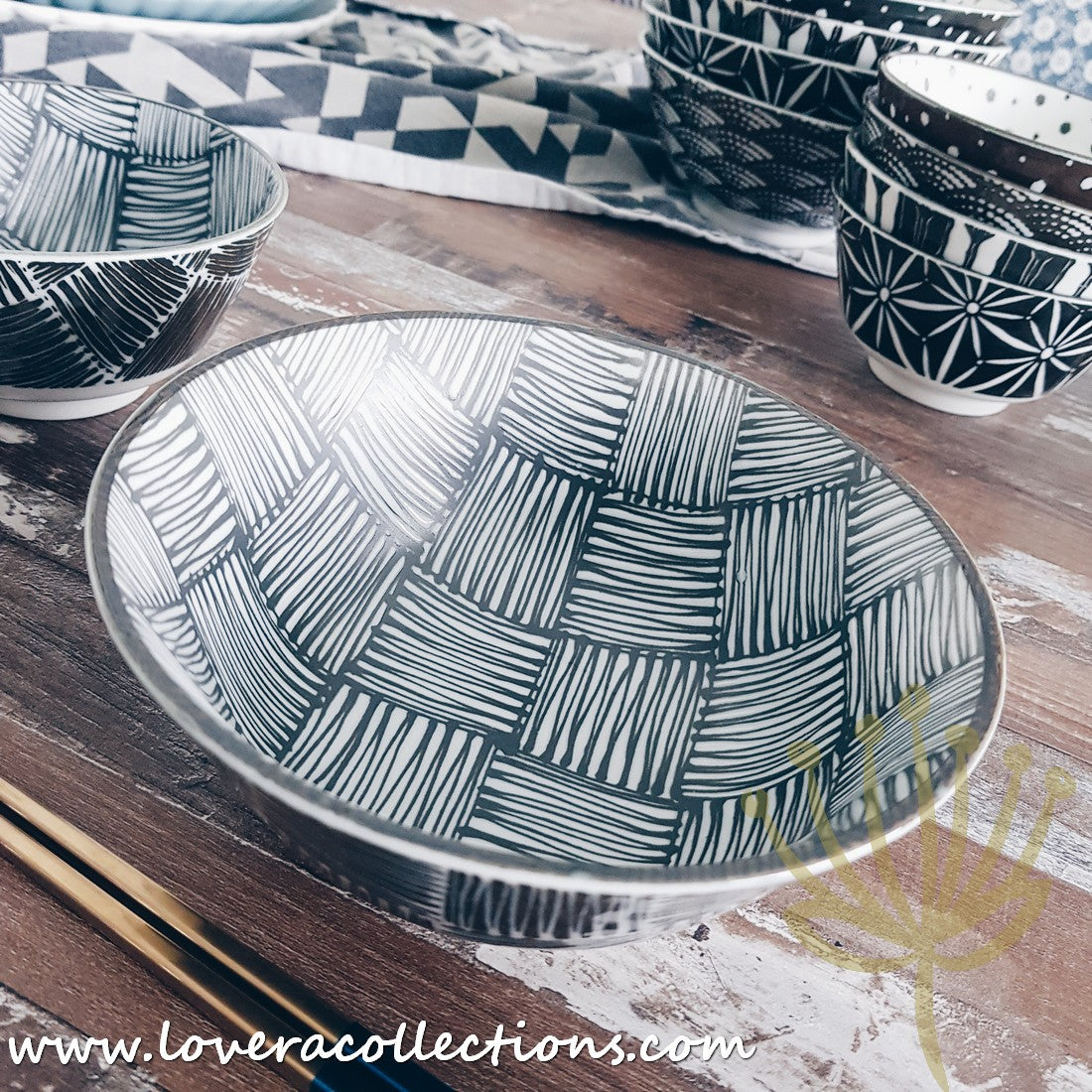 Awasaka Black & White Modern Checkered Dinnerware Set - 12-Piece Ceramic Plates & Bowls for Dining - Perfect for Restaurants, Weddings & Home Decor (60% Off Limited Time Sale)