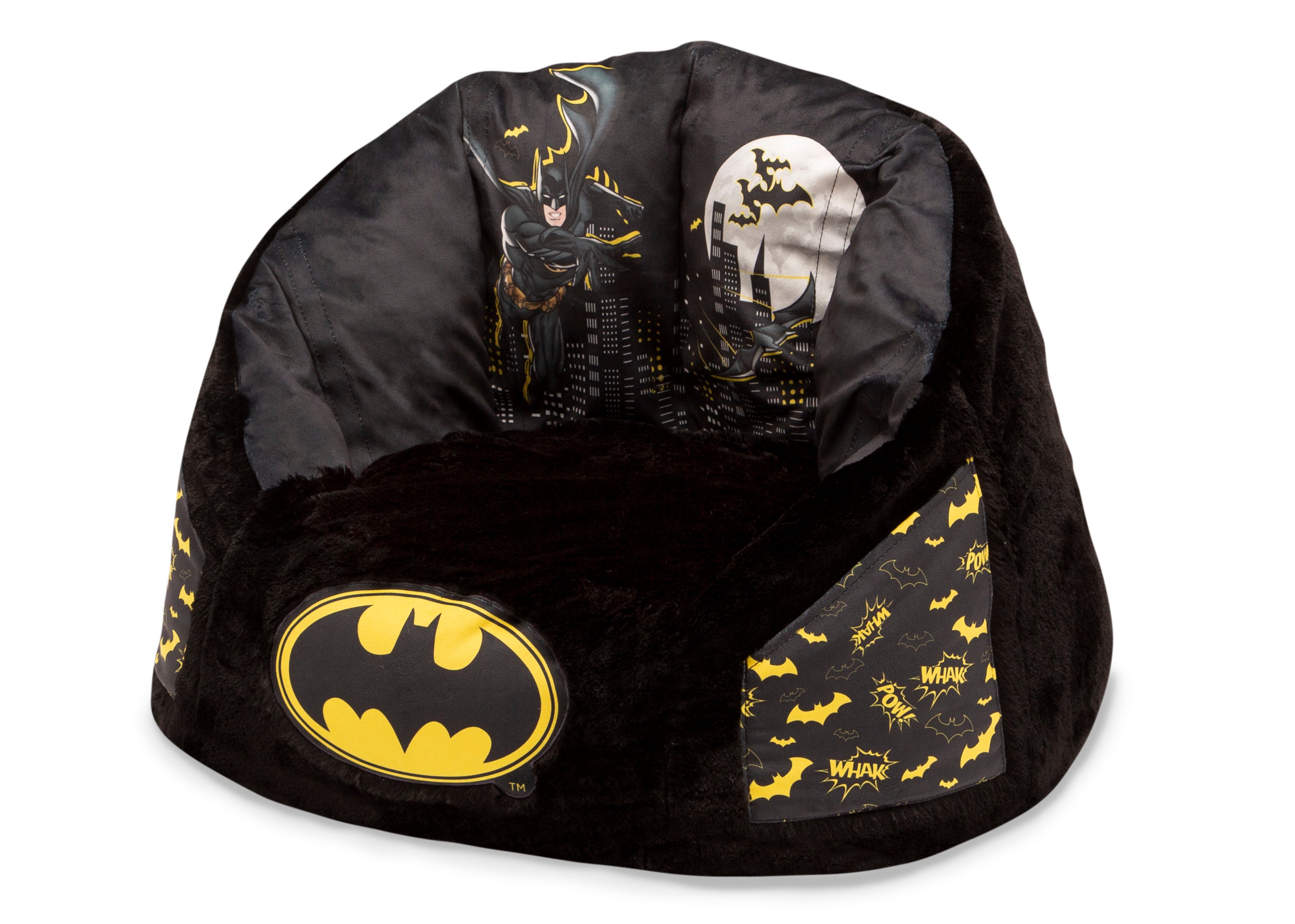 Batman Cozee Fluffy Chair for Kids - Soft Plush Lounge Chair for Children Up to 10 Years Old - Perfect for Bedroom, Playroom & Reading Nook