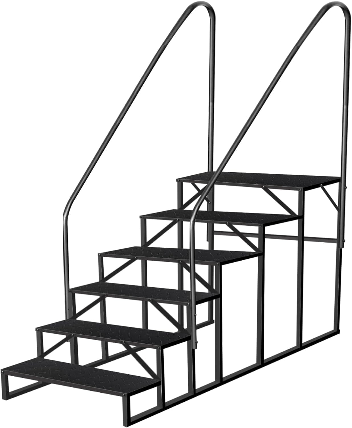 Above Ground Swimming Pool Ladder with Handrail - 660 lb Capacity RV Stool & Hot Tub Steps for Travel Trailers, Spas, Campers, 5th Wheels (6-Step, 2-Handle) - Perfect for Backyard Pools, RV Trips & Spa Relaxation