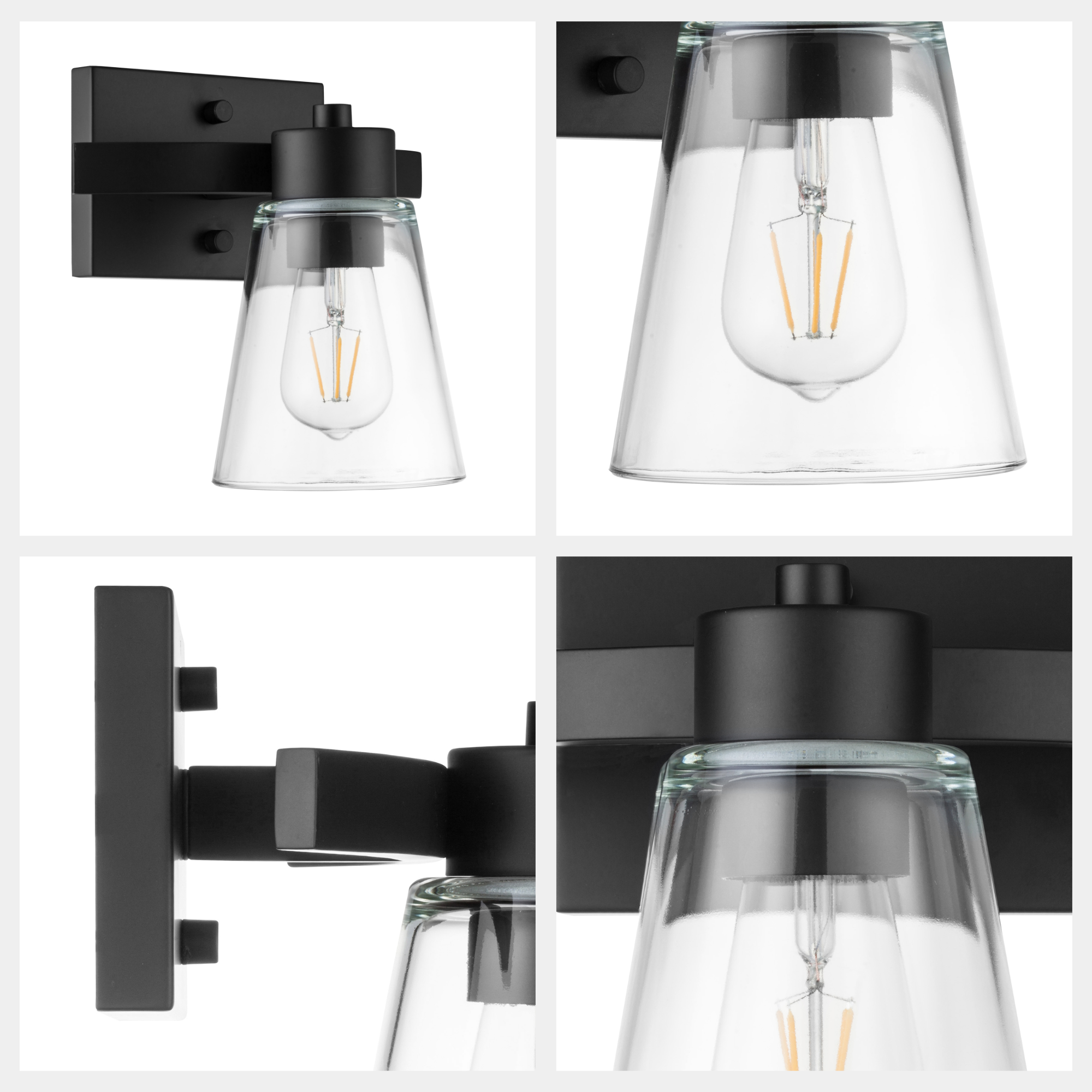 Fairendale Matte Black Vanity Light with Clear Glass Shade - Single Light Bathroom Sconce for Mirror Lighting, Powder Room & Dressing Area