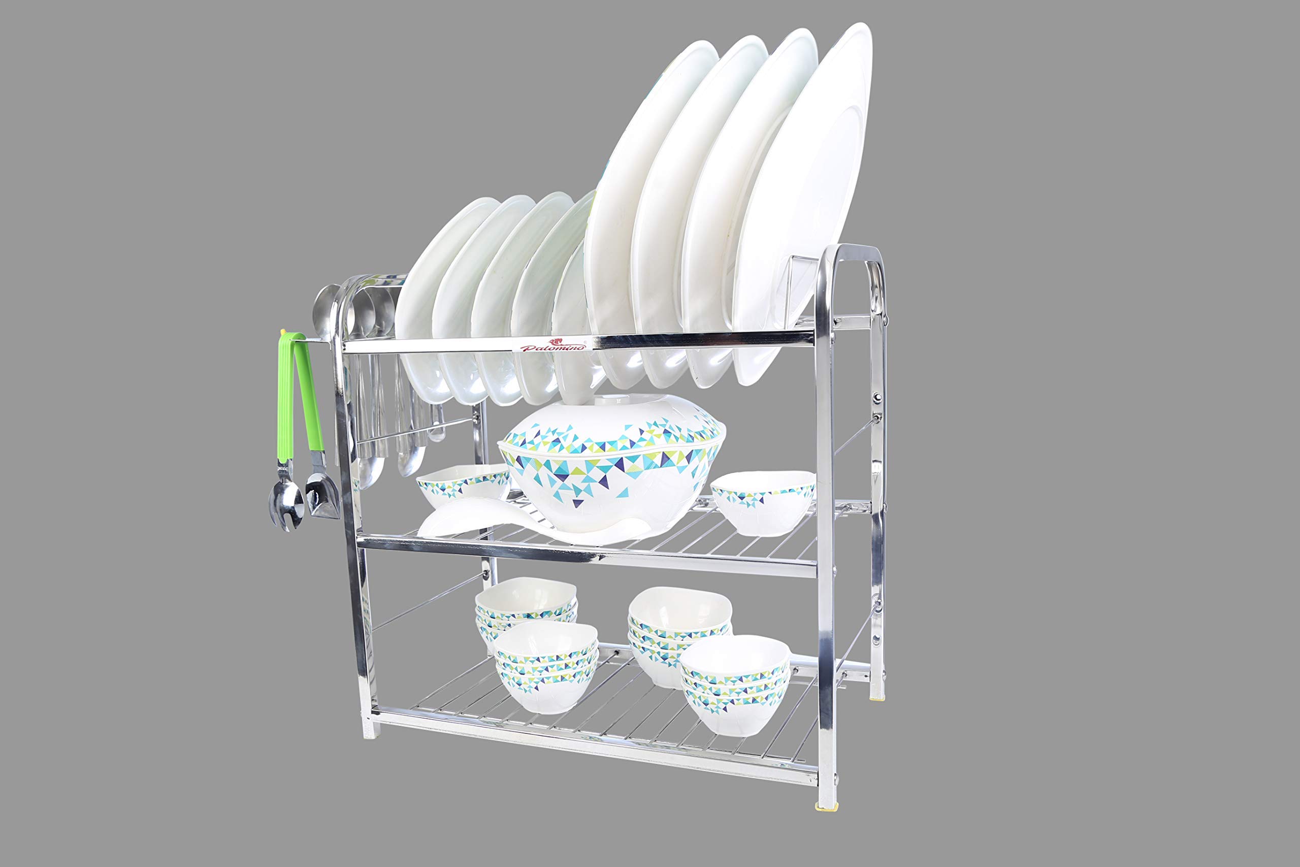 3-Tier 18-Inch Kitchen Dish Rack with Plate & Cutlery Holder - Modern Space-Saving Utensil Organizer for Countertop - Perfect for Small Kitchens, Apartments & Dorm Rooms