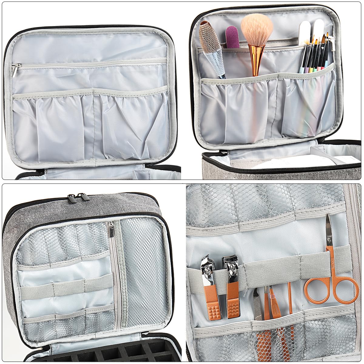30 Bottle Nail Polish Organizer Case - Portable Nail Polish Storage Holder with Removable Sections & Nail Lamp Storage Bag - Perfect for Salon Professionals, Travel & Home Manicure Organization