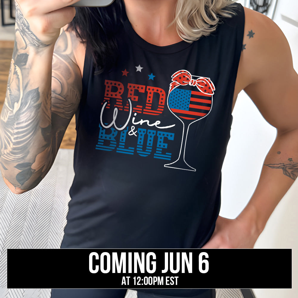 Red Wine & Blue Muscle Tank Top for Women - Comfortable Sleeveless Workout Shirt for Gym, Running & Yoga