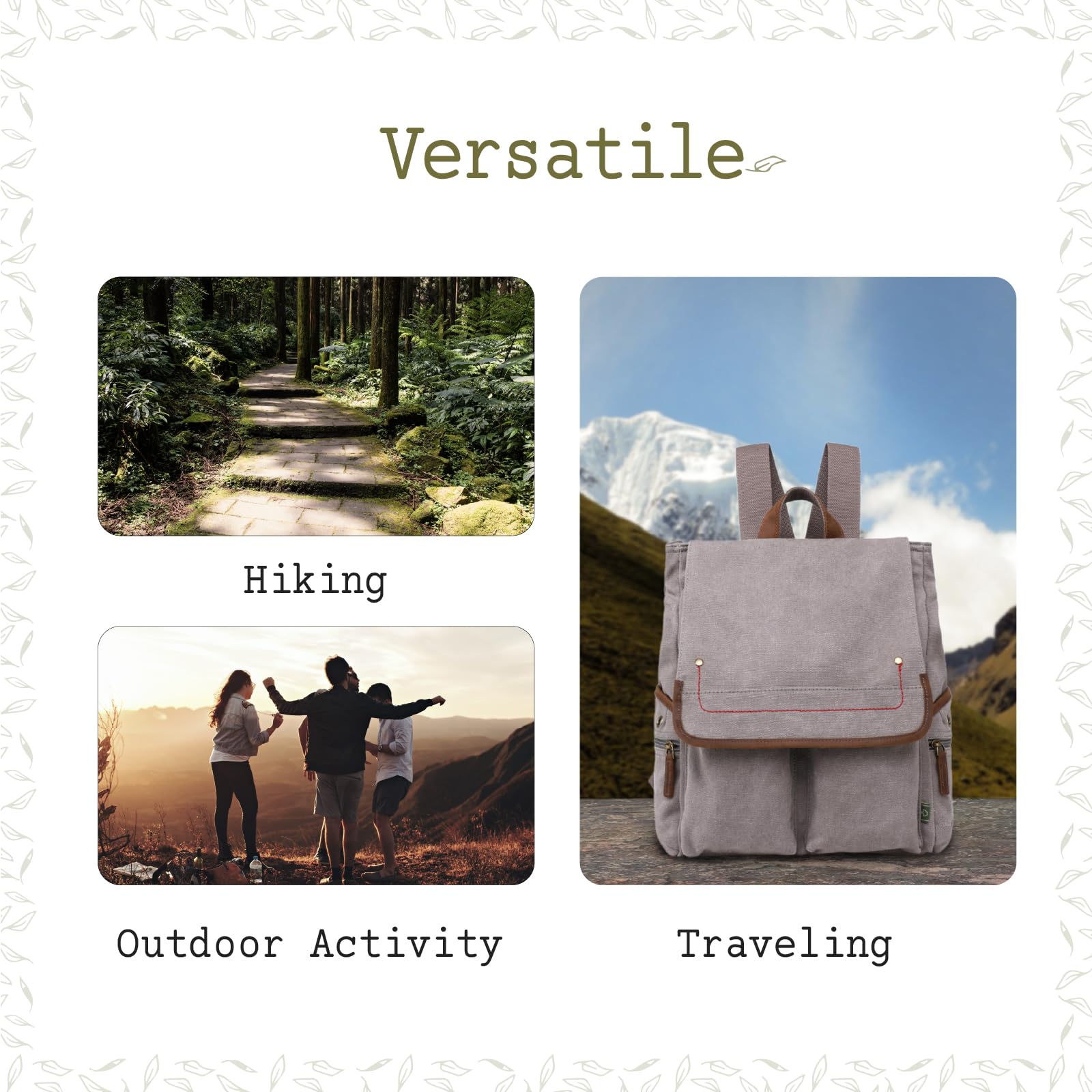 TSD Lightweight Travel Laptop Backpack - Hiking & Daypack (Gray) for Outdoor Adventures