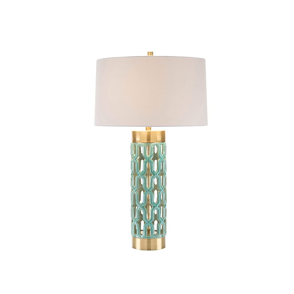 Modern Crystal Table Lamp - Ceramic & Metal Hollow Design for Living Room, Bedroom, or Office - Green Decorative Lighting for Home & Workspace