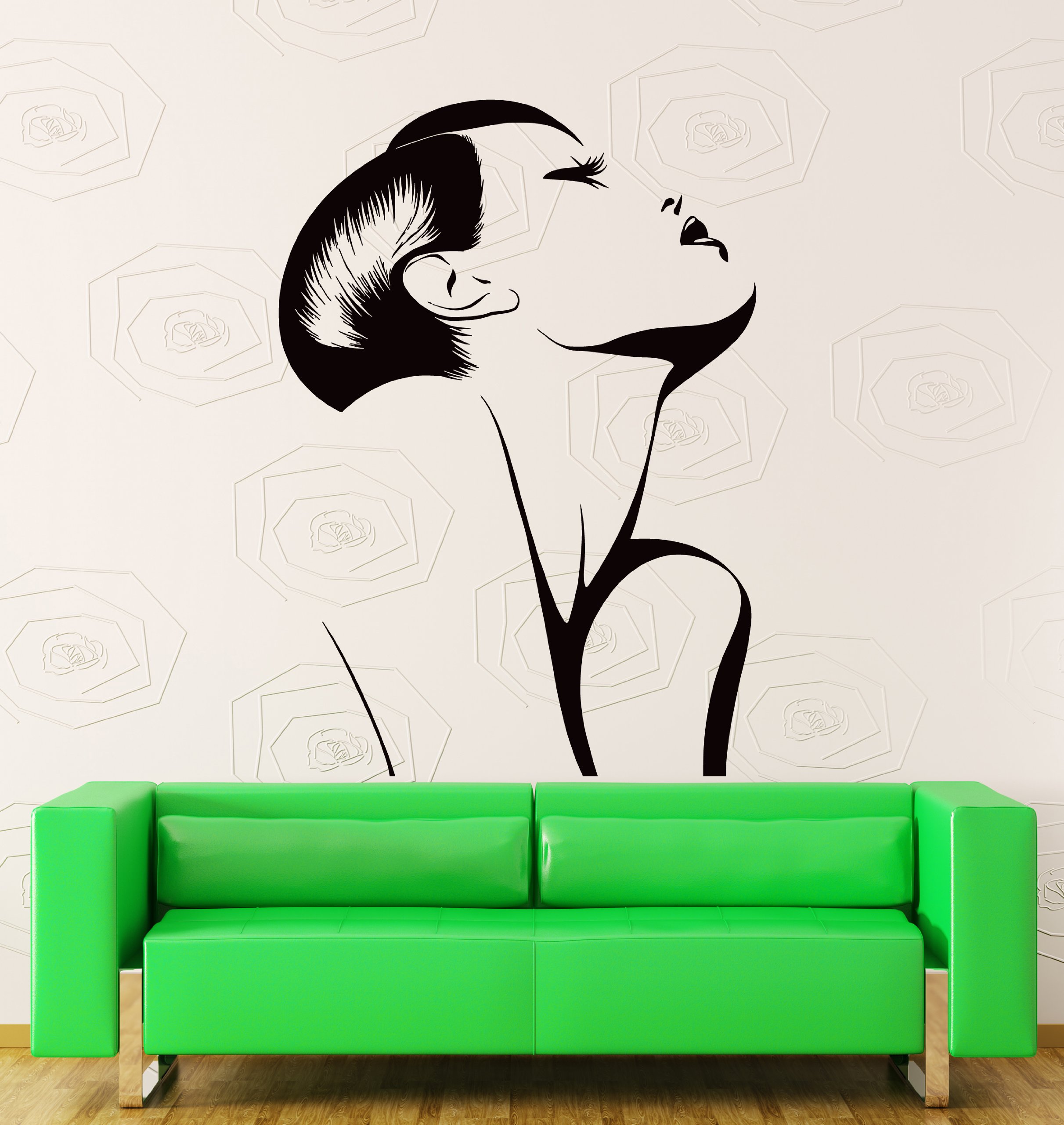 Fashion Model Wall Stickers Vinyl Decal - Elegant Hair Design for Beauty Salon & Home Decor (z1445i) | Perfect for Hairdresser Shops, Bedroom & Living Room Wall Art