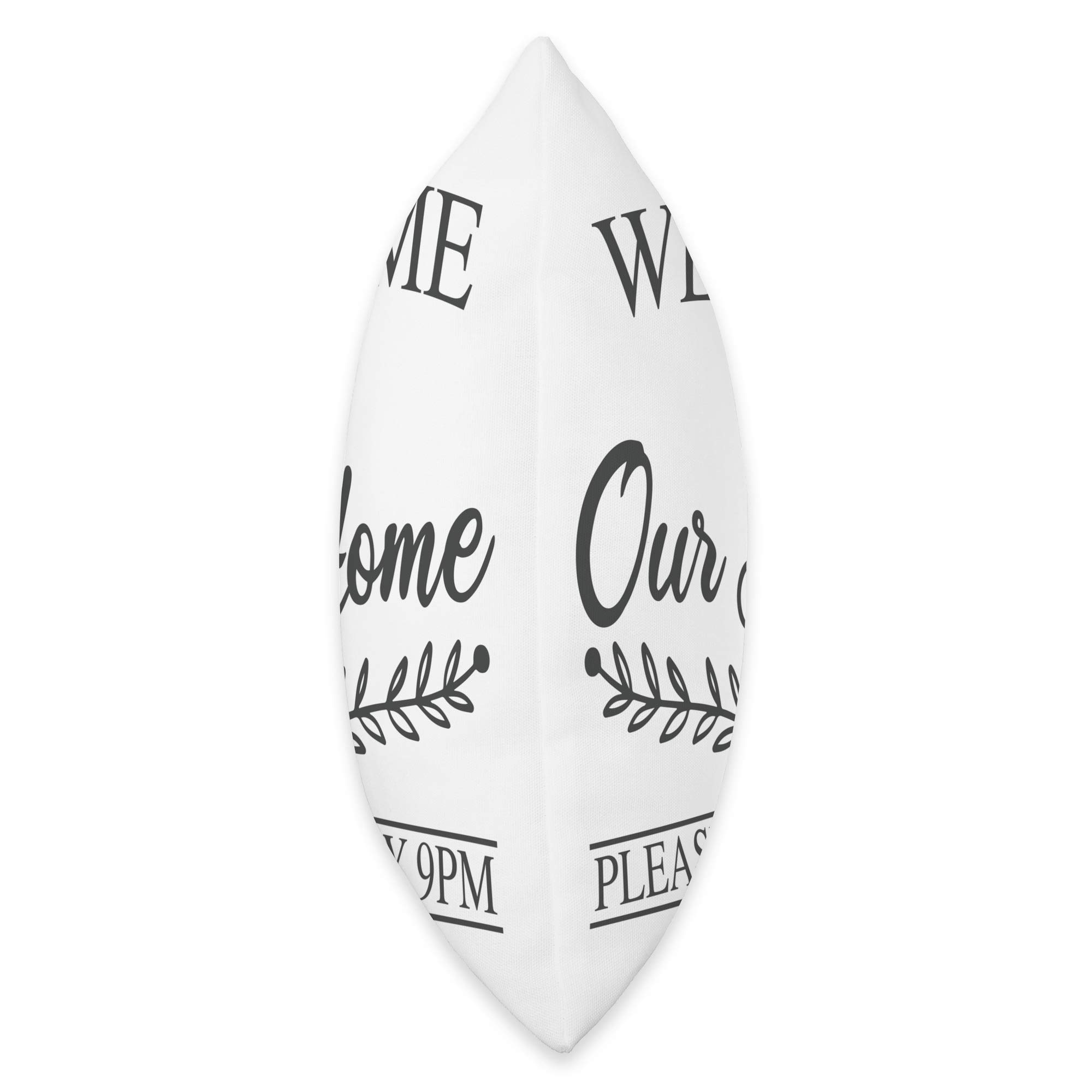 Welcome To Our Home Pillow - Funny 'Please Leave By 9 pm' Decorative Throw Pillow for New Housewarming Gifts, Living Room, Bedroom & Couch Decor