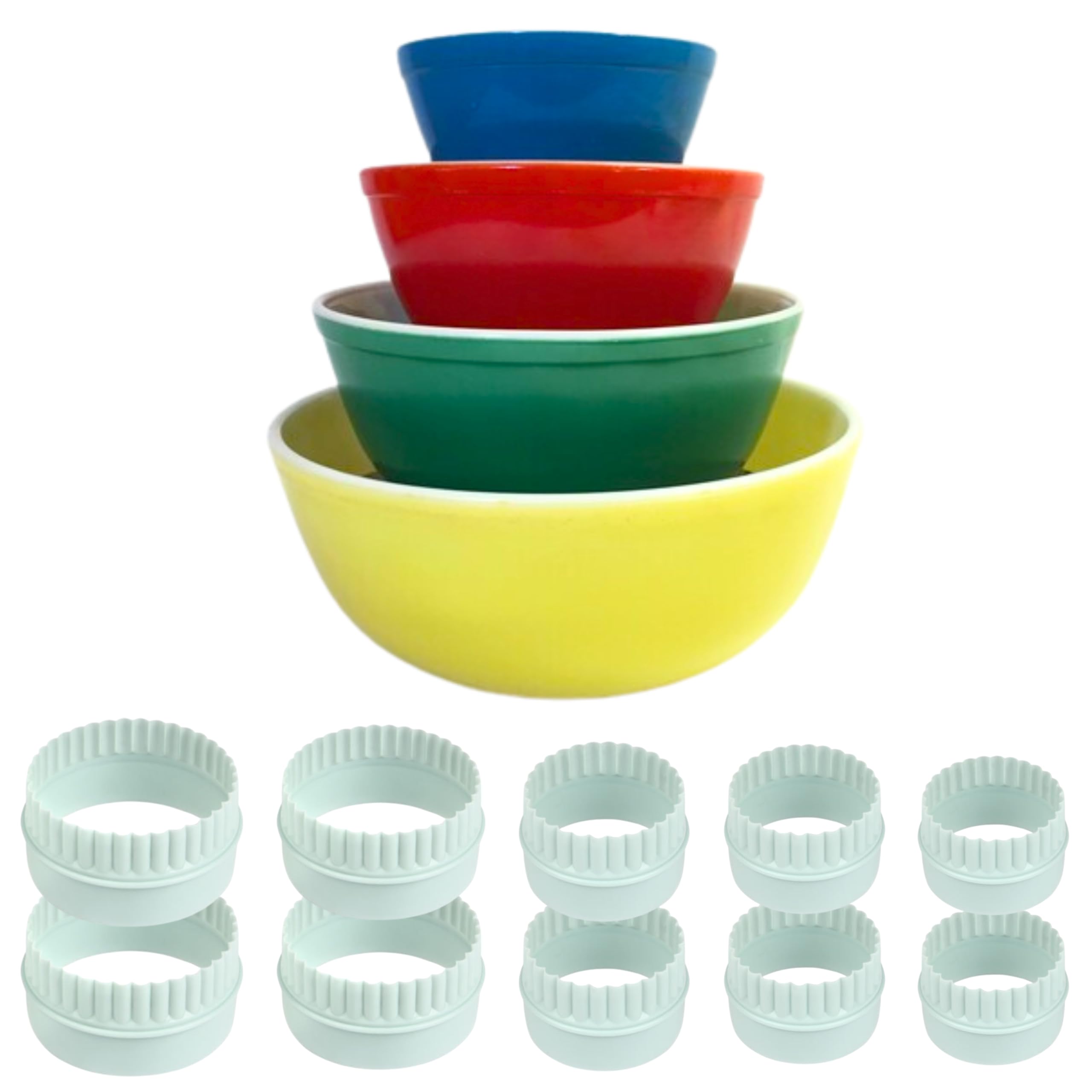 10-Piece Plastic Pyrex Bowl Display Stands for Cinderella Bowls | Stackable Cabinet Organizer | Kitchen Storage Solution for Countertop & Pantry Organization