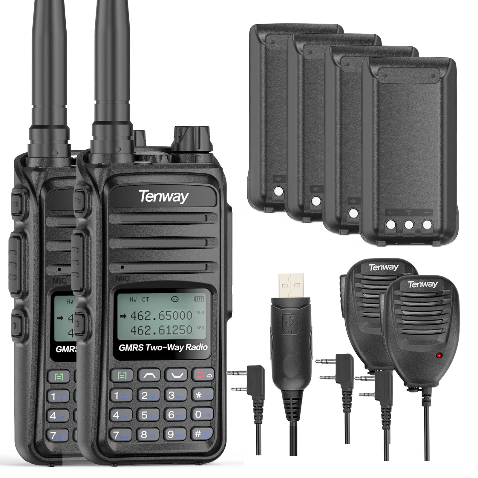 GM-55 GMRS Handheld Two-Way Radio with Long Range & Repeater Capability | USB Type-C Rechargeable | NOAA Weather Alerts | Ideal for Camping, Hiking, Skiing & Off-Road Adventures | Emergency Communication & Outdoor Activities