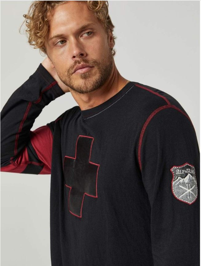 Men's Alp N Rock Helvetica Crew Neck Sweatshirt - Black | Comfortable Casual Pullover for Everyday Wear & Street Style Outfits