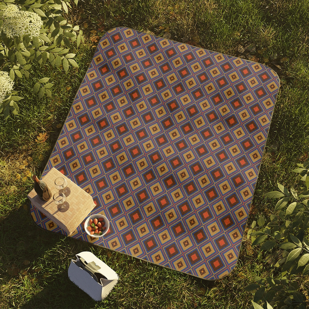 Modern Diamond Pattern Waterproof Picnic Blanket - Lightweight & Portable for Beach, Park, Camping - Includes Carry Strap - Perfect Outdoor Blanket for Picnics, Concerts & Travel Gifts