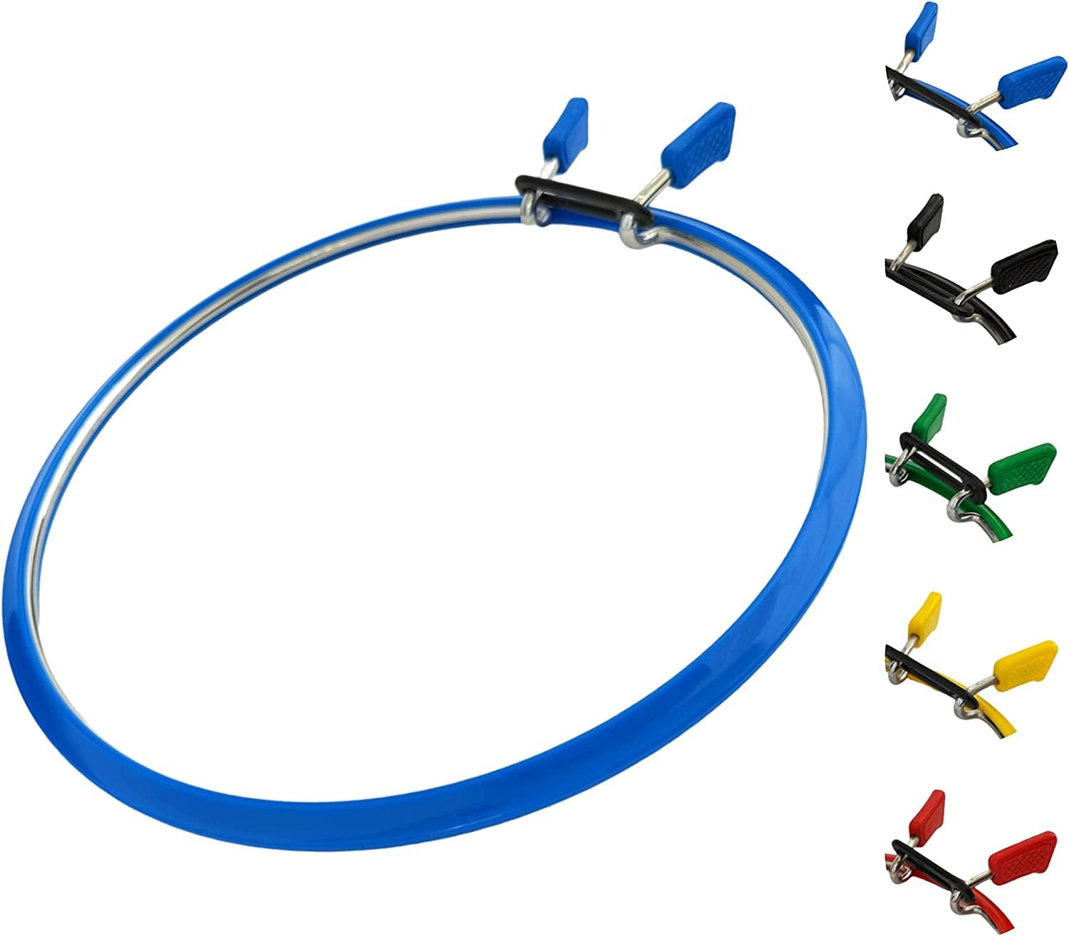 Premium Metal Spring Tension Embroidery Hoops for Cross Stitch & Darning - Blue Medium Size | Professional Embroidery Supplies for DIY Crafts & Fabric Art Projects