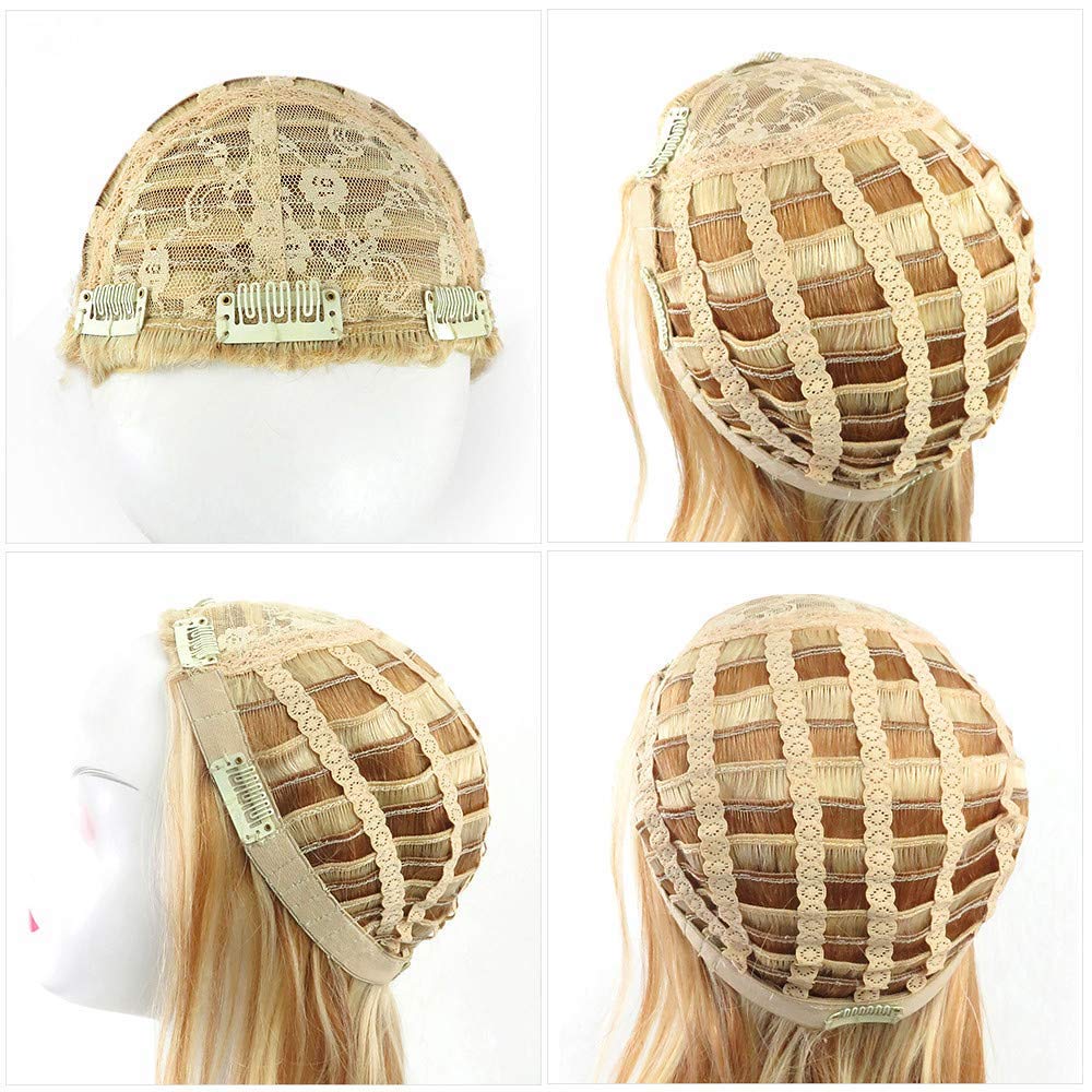 3/4 Half Wig Human Hair Extensions 16 Inch 160g - Natural Wavy 613 Bleach Blonde Clip-in Hair Extensions for Women | Long Thick Real Human Hair for Daily Styling, Parties & Special Occasions