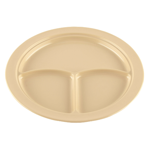 GET CP 531 T Supermel Plate - 3 Compartment Tan Melamine Tray (10-Pack) - Durable & Stylish for Cafeterias, Restaurants, and Outdoor Dining