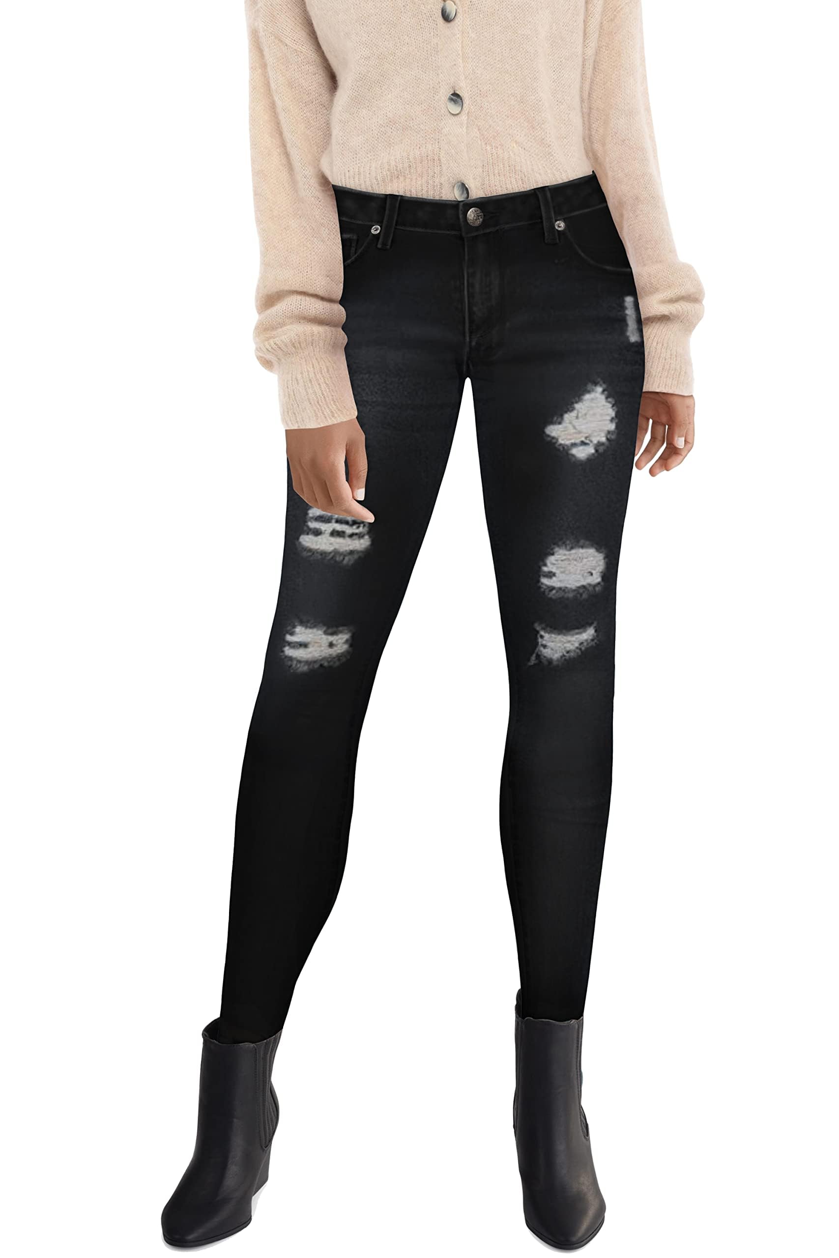 Hybrid & Company Women's Butt Lift Super Comfortable Stretch Ripped Skinny Jeans - Perfect for Casual Outings, Date Nights & Everyday Wear