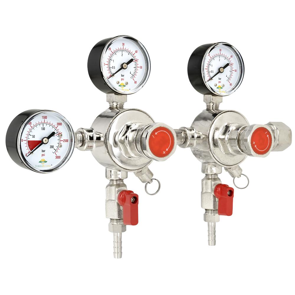 TerraBloom Dual Stage CO2 Pressure Regulator for Beer Kegs - Compatible with 2 Kegs Simultaneously | Perfect for Home Brewing, Bars, and Commercial Draft Systems