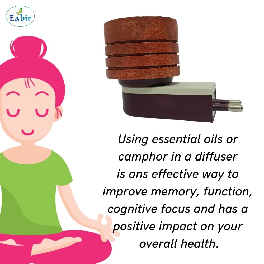 Premium Eabir Kapoor Dani Camphor Diffuser - Electric Bakhoor Burner for Home Aromatherapy, Wooden Cylindrical Design in Brown - Perfect for Relaxation, Meditation & Creating a Calming Atmosphere