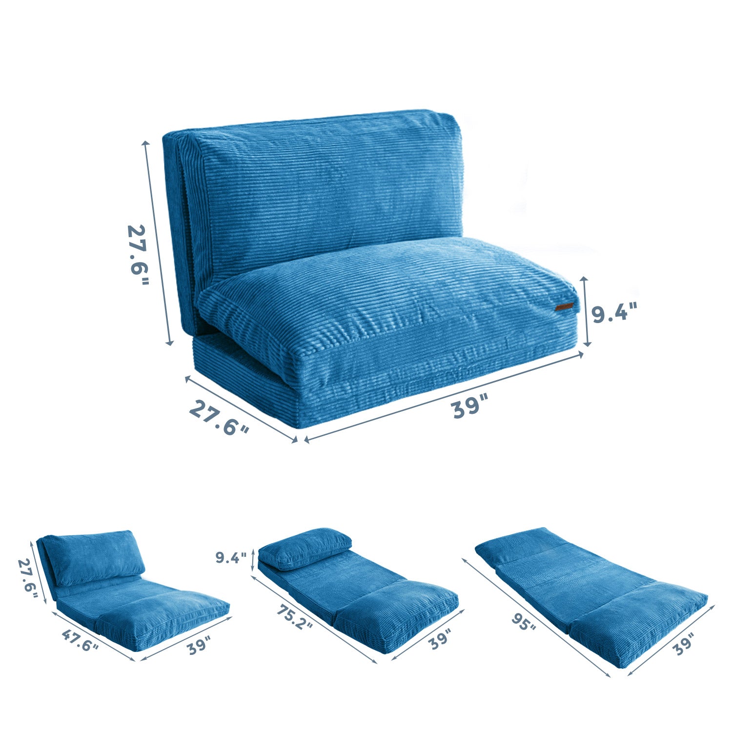 MAXYOYO Foldable Corduroy Bean Bag Sofa Bed with Washable Cover - Perfect for Living Room Lounging, Dorm Room Comfort & Kids Play Area