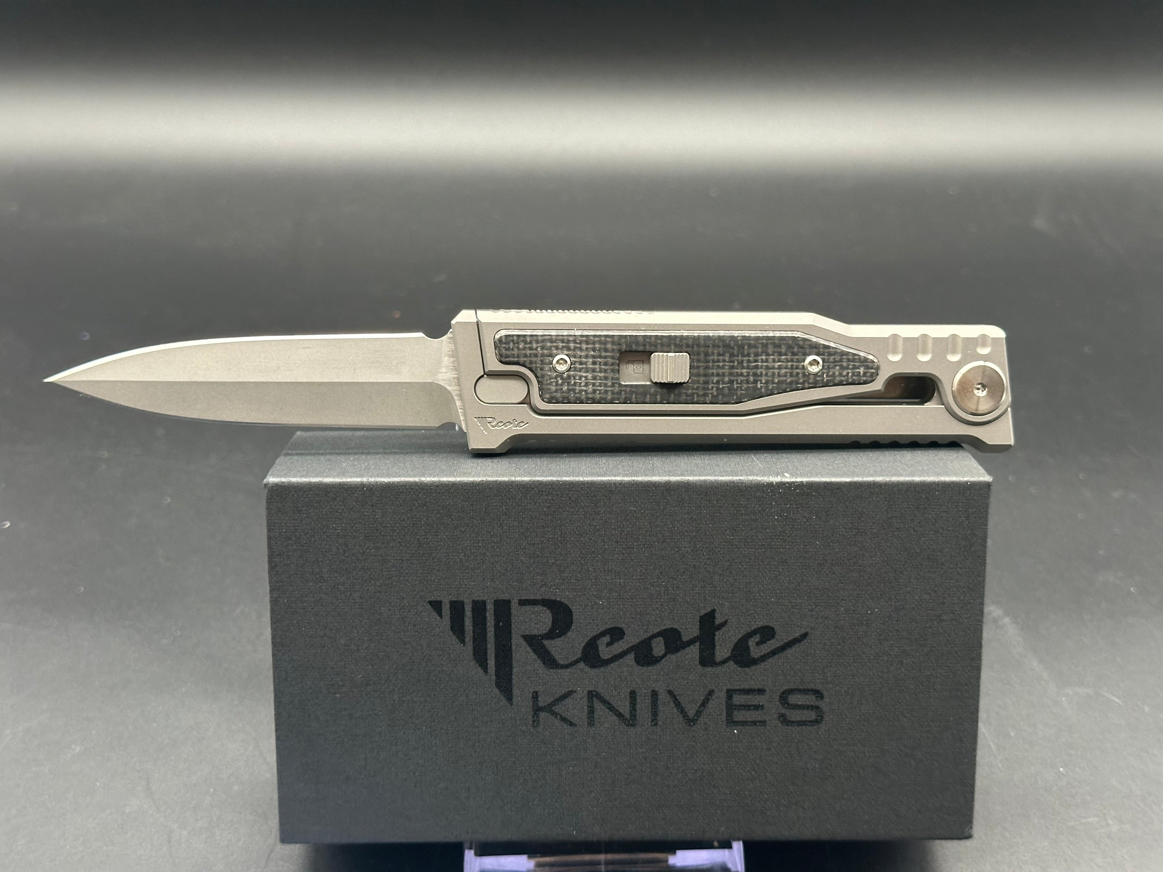 REATE EXO-M 2 Folding Knife with Lock, Black Micarta Inlay Handle, ELMAX Double Edge Blade - EDC, Outdoor, Camping & Survival Gear