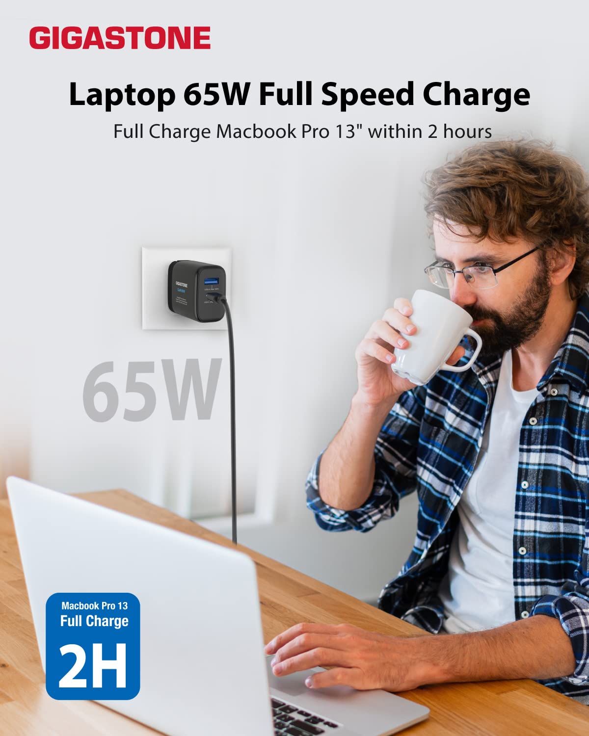 Gigastone 65W GaN Fast Charger [3 Pack] - Dual USB C & USB A Ports with PPS, Foldable Plug for Travel, Intelligent Power Allocation - Compatible with MacBook Air/Pro, Dell XPS, iPad, iPhone 16/15, Galaxy S24 - Perfect for Home, Office & Travel Charging