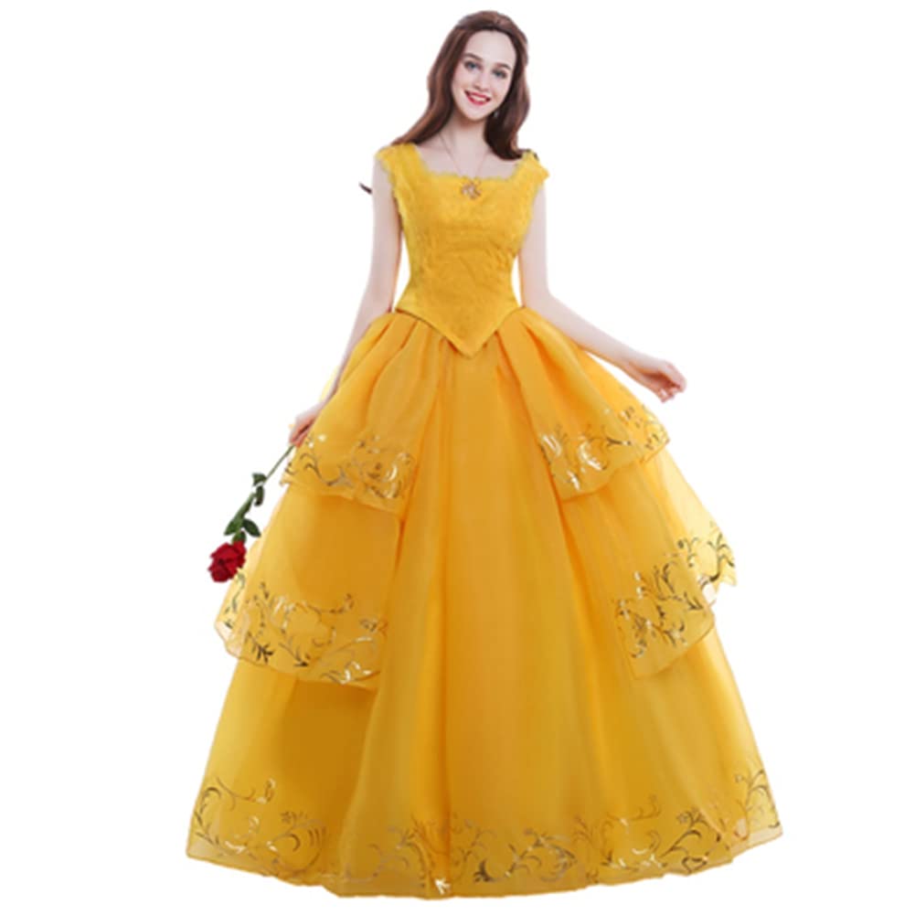Belle Princess Costume Dress for Women - Live-Action Beauty and The Beast Cosplay Outfit for Halloween, Cosplay Parties & Themed Events