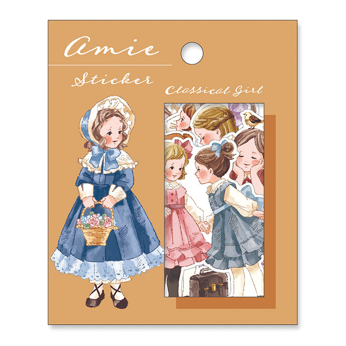 Amie Classical Girl Flake Sticker - Vintage Style Decorative Stickers for Scrapbooking, Journals, and DIY Crafts - Perfect for School, Office, and Home Decor