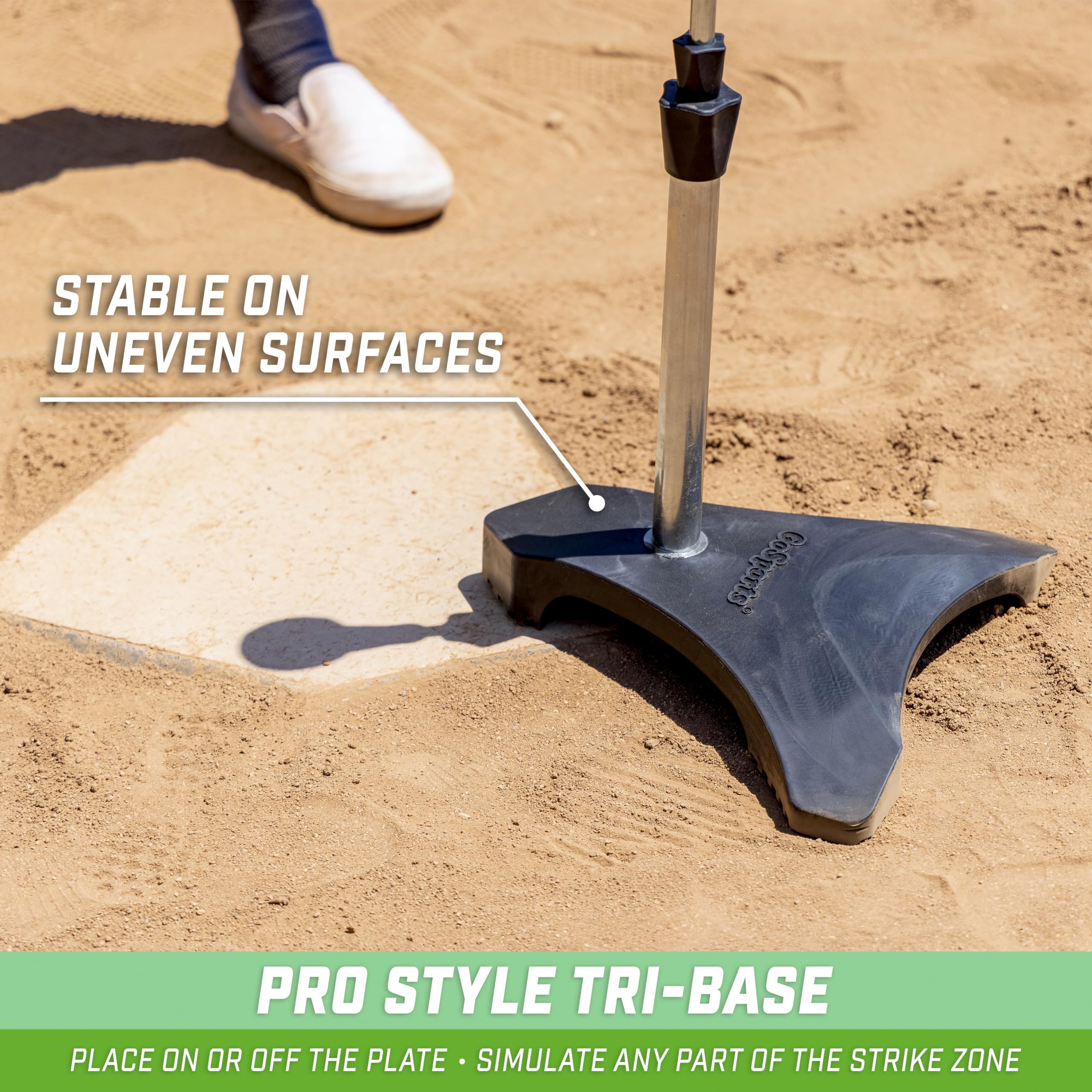 GoSports Pro Baseball & Softball Batting Tee - Adjustable Height Heavy-Duty Tripod Base for Training & Practice | Perfect for Backyard, Field, and Cage Drills