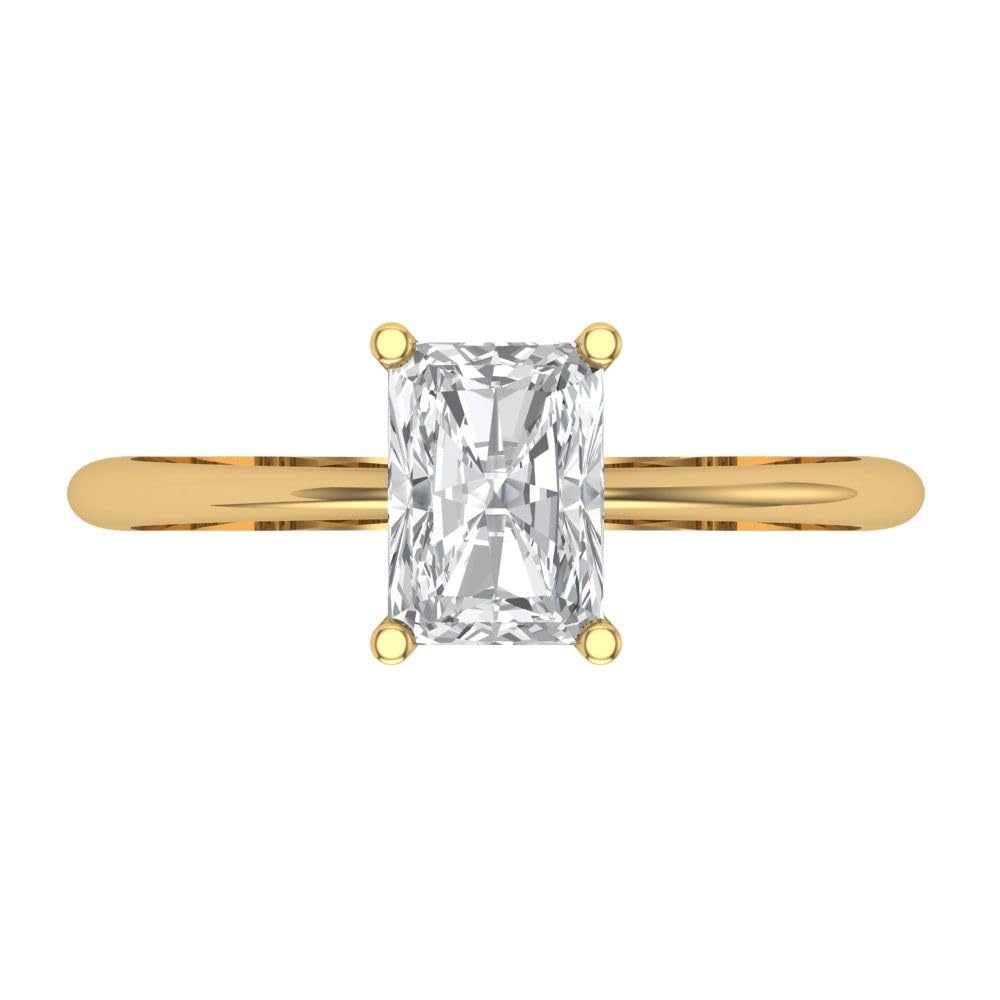 1Ct Radiant Cut Moissanite Engagement Ring in 14K Solid Yellow Gold - Elegant Solitaire Ring for Women, Perfect for Proposals, Weddings & Anniversaries