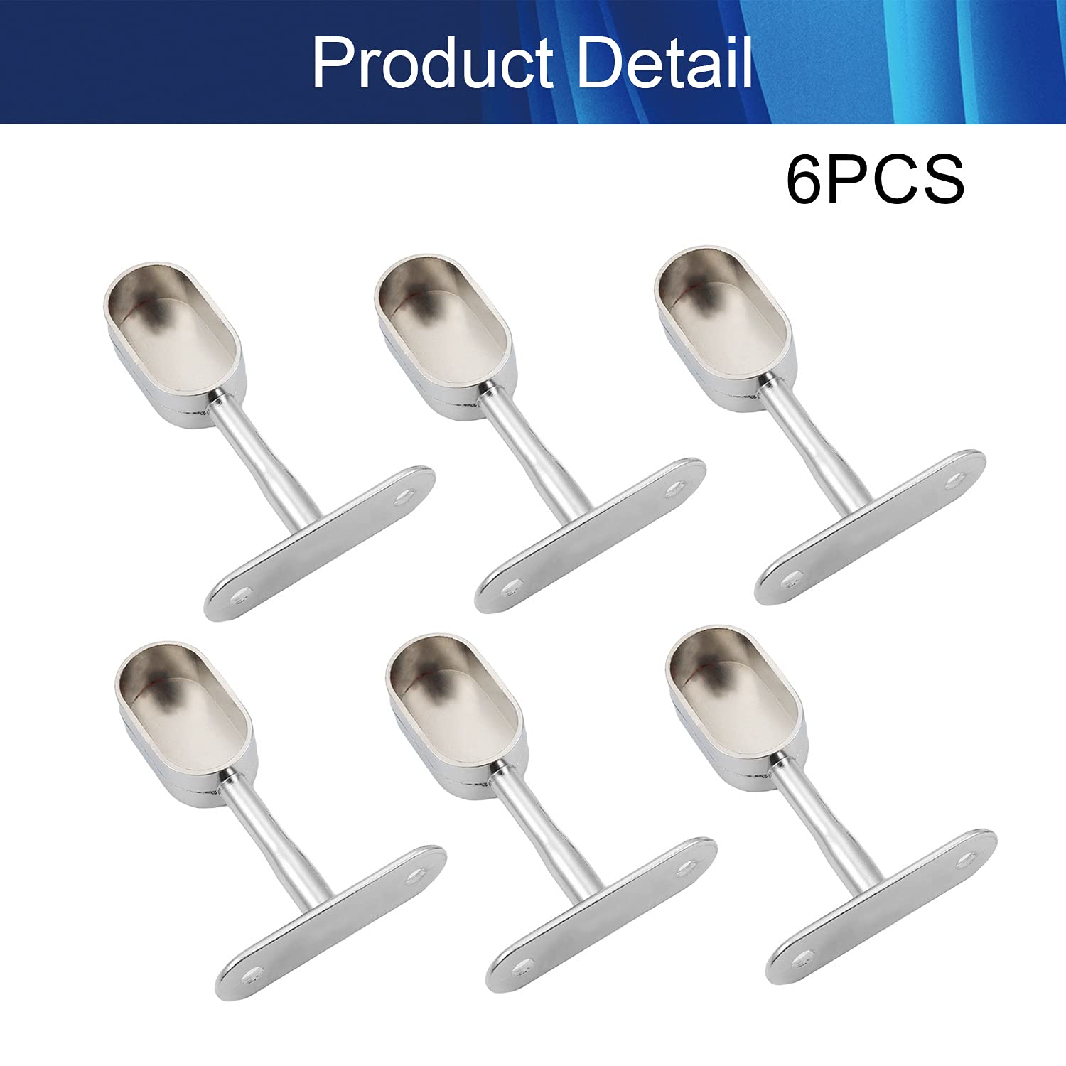 6PCS Closet Rod Flange Holder - Heavy Duty Ceiling Wardrobe Bracket & Shower Curtain Rod Support (16x30mm) - Perfect for Closet Organization & Bathroom Renovation Projects
