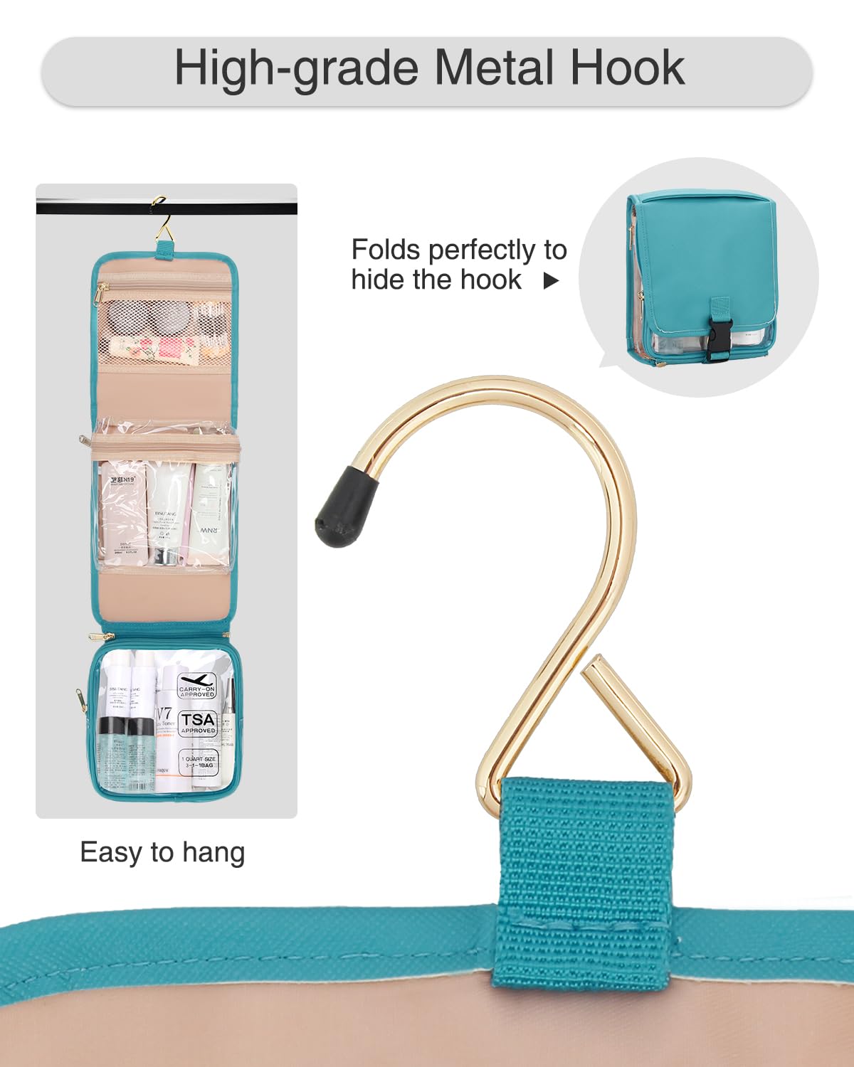 TSA Approved Hanging Toiletry Bag for Women - Water Resistant Travel Cosmetic Organizer with Multiple Pockets for Makeup, Jewelry & Essentials | Perfect for Air Travel, Camping & Business Trips