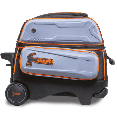 Hammer Gauntlet Double Roller Grey Bowling Bag - Premium 2-Ball Rolling Tote for League & Tournament Play