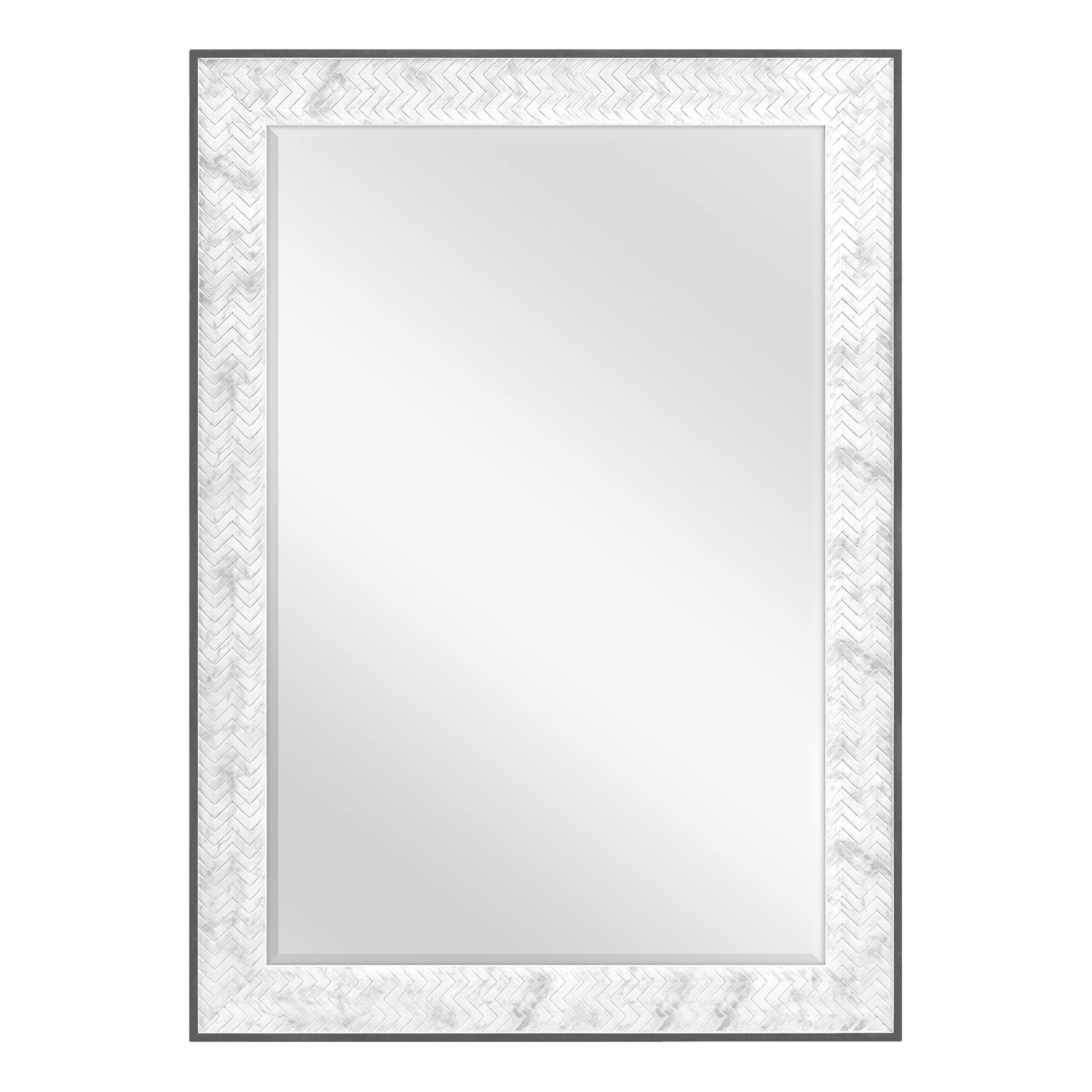 30x42 Inch MCS Wall Mount Chevron Mirror with Marble Finish - 24x36 Inch Chevron Design - Perfect for Bathroom, Bedroom, and Entryway Décor