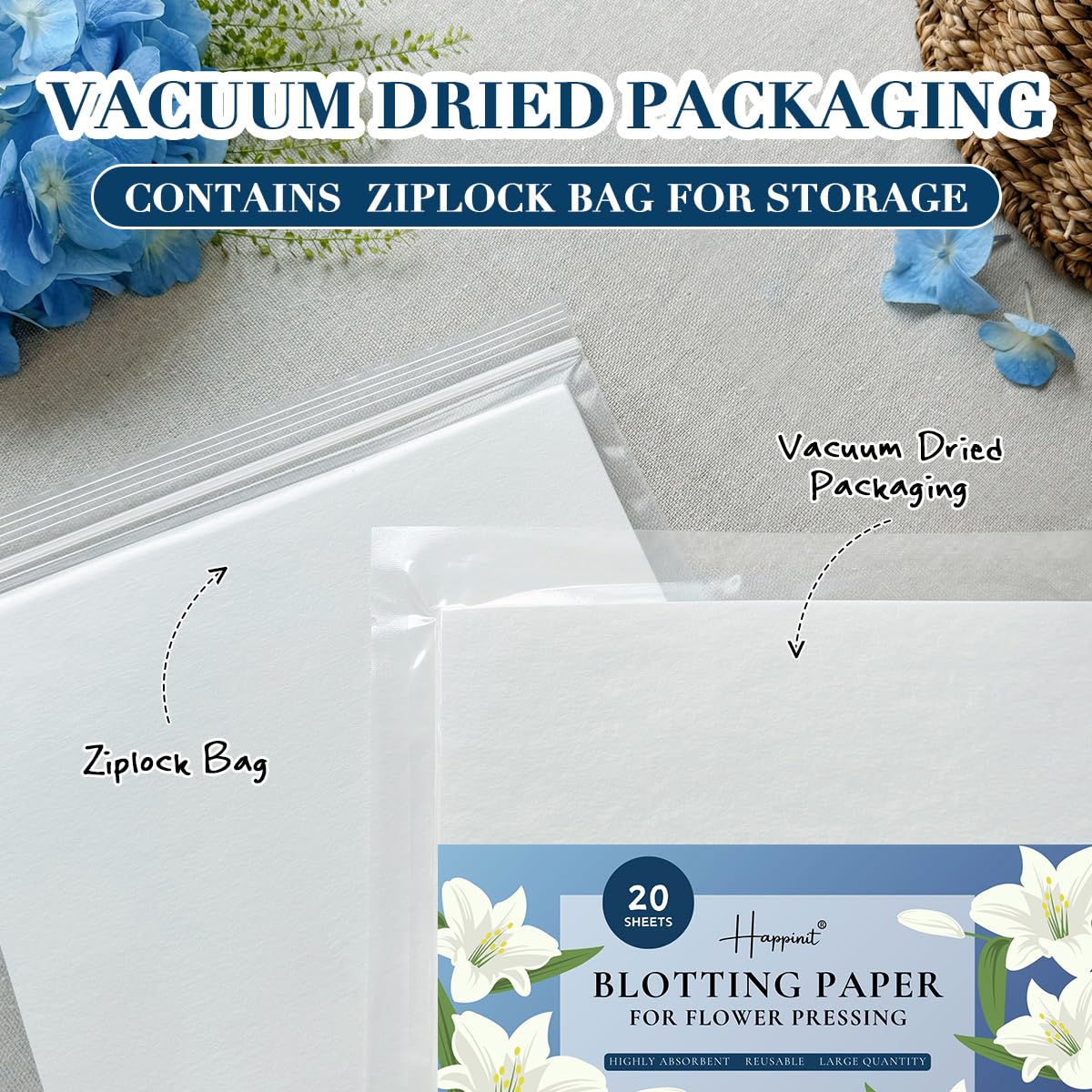 20 Sheets A4 Size Blotting Paper for Flower Pressing Kit - Large Absorbent Herbarium Paper for Drying Flowers, Botanical Specimen Preservation & DIY Craft Projects - Perfect for Adults, Artists & Nature Enthusiasts (20 White Sheets) - Ideal for Wedding Bouquet Preservation, Scrapbooking & Botanical Art Projects