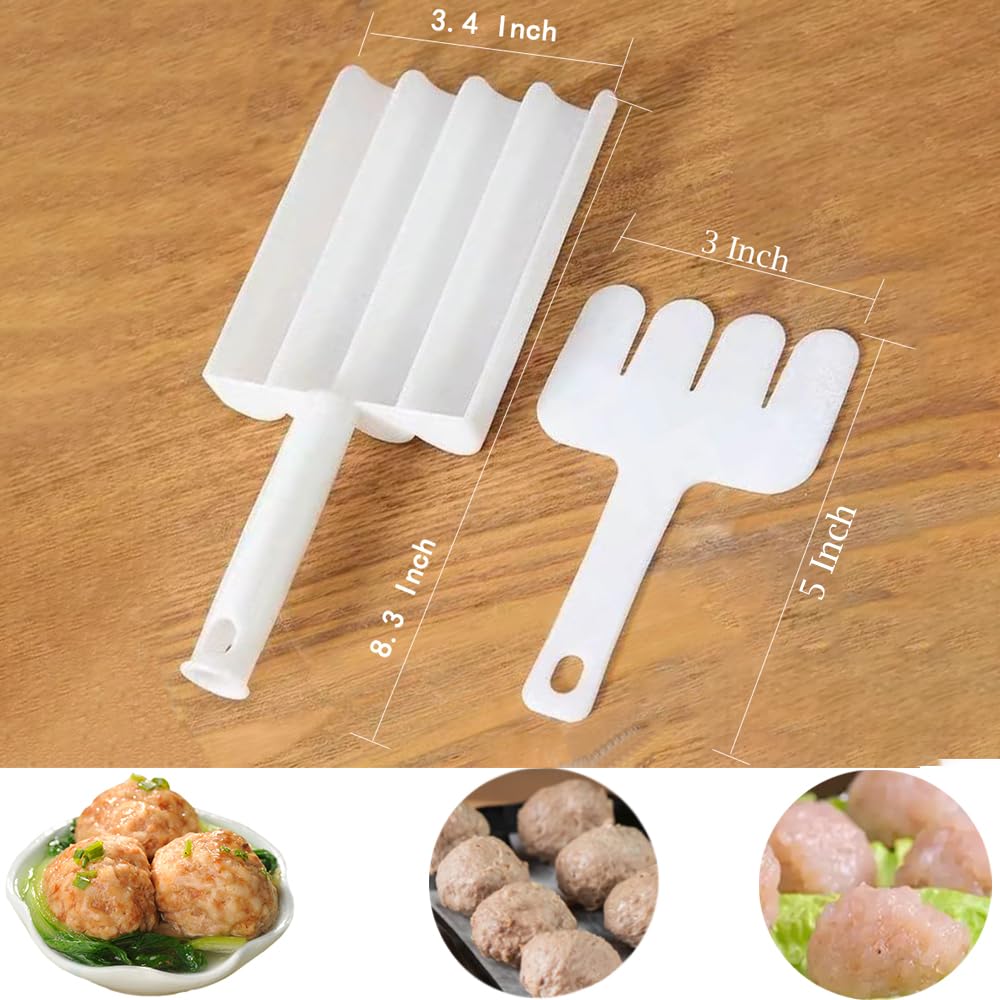 Non-Stick 4-in-1 Meatball Maker Mold - Kitchen Tool for Making Perfect Meatballs, Cookie Dough & Rice Balls (2-Pack) - Ideal for Home Cooking, Meal Prep & Party Food