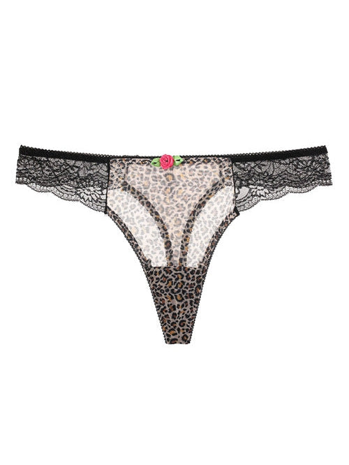 ZASUWA Women's Unique Rose Flower Lace Leopard Print Panties - Sexy & Comfortable Underwear for Date Night & Special Occasions