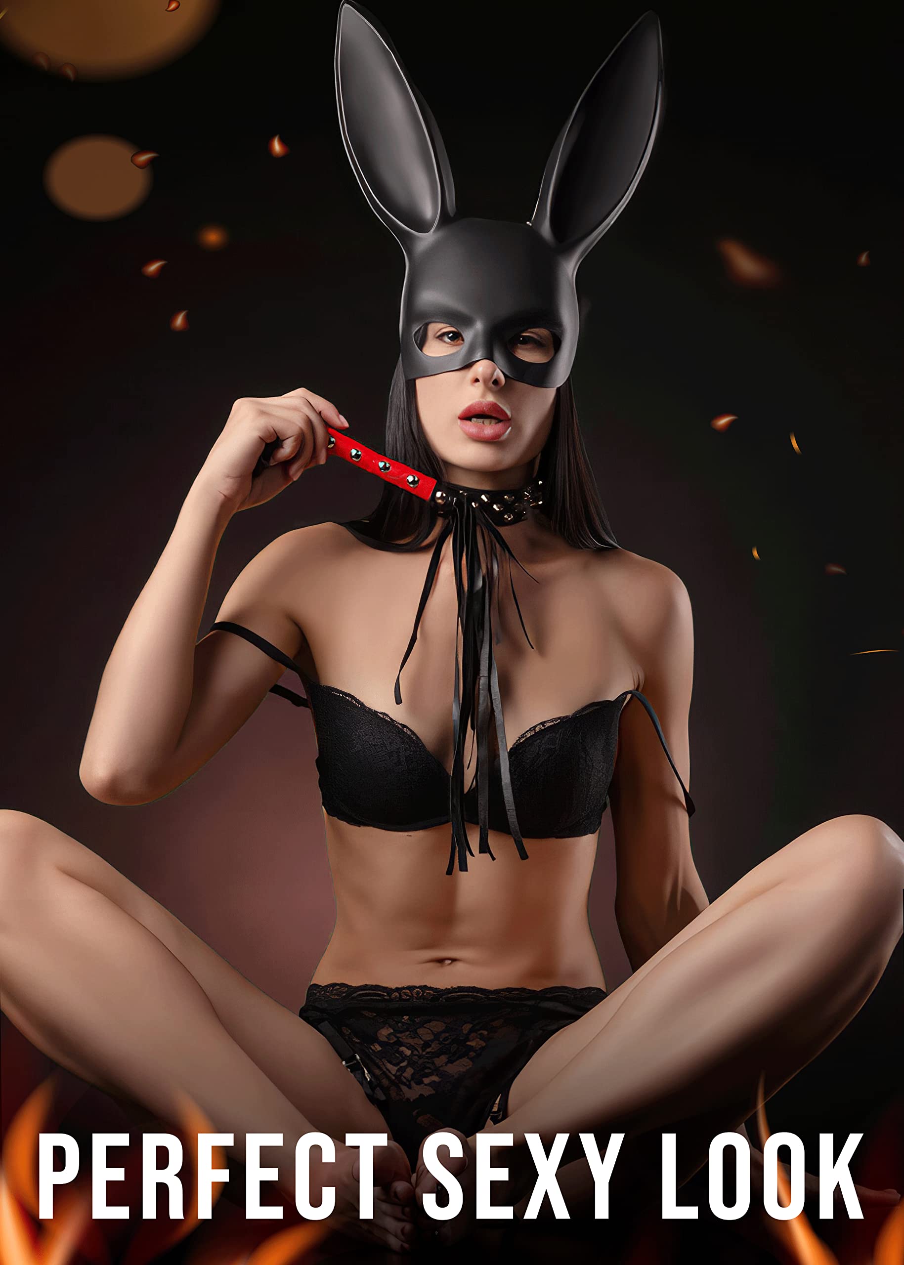 BDSM Starter Kit - Black Faux Leather Crop & Red Whip Set with Double Slapper, Adult Spanking Paddle & Flogger for Couples Play | Sensual Bondage, Roleplay & Kink Accessories for Bedroom Fun