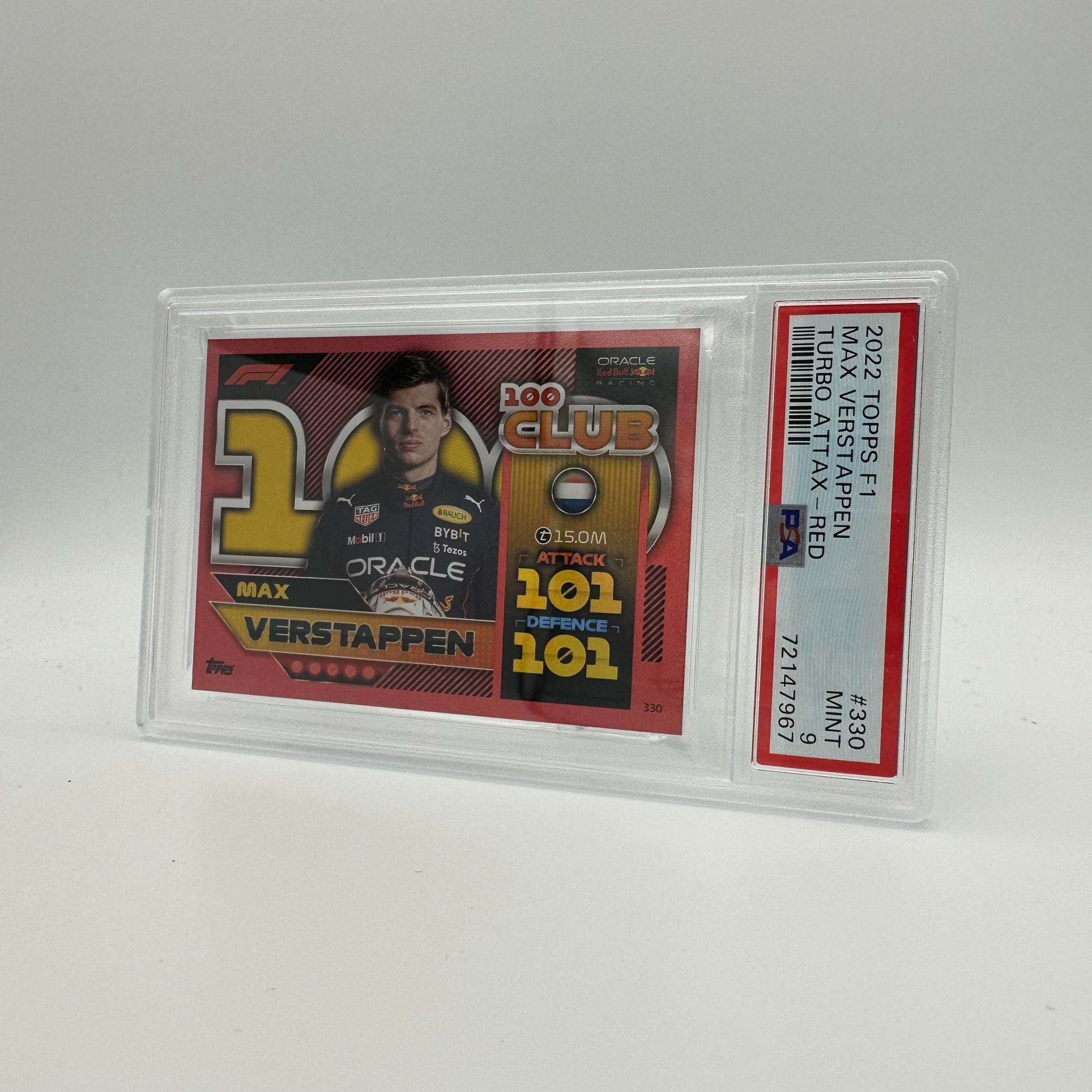 PSA 9 Graded 67/500 Max Verstappen #330 100 Club Mirror Red Trading Card - Perfect for F1 Collectors & Racing Memorabilia Enthusiasts