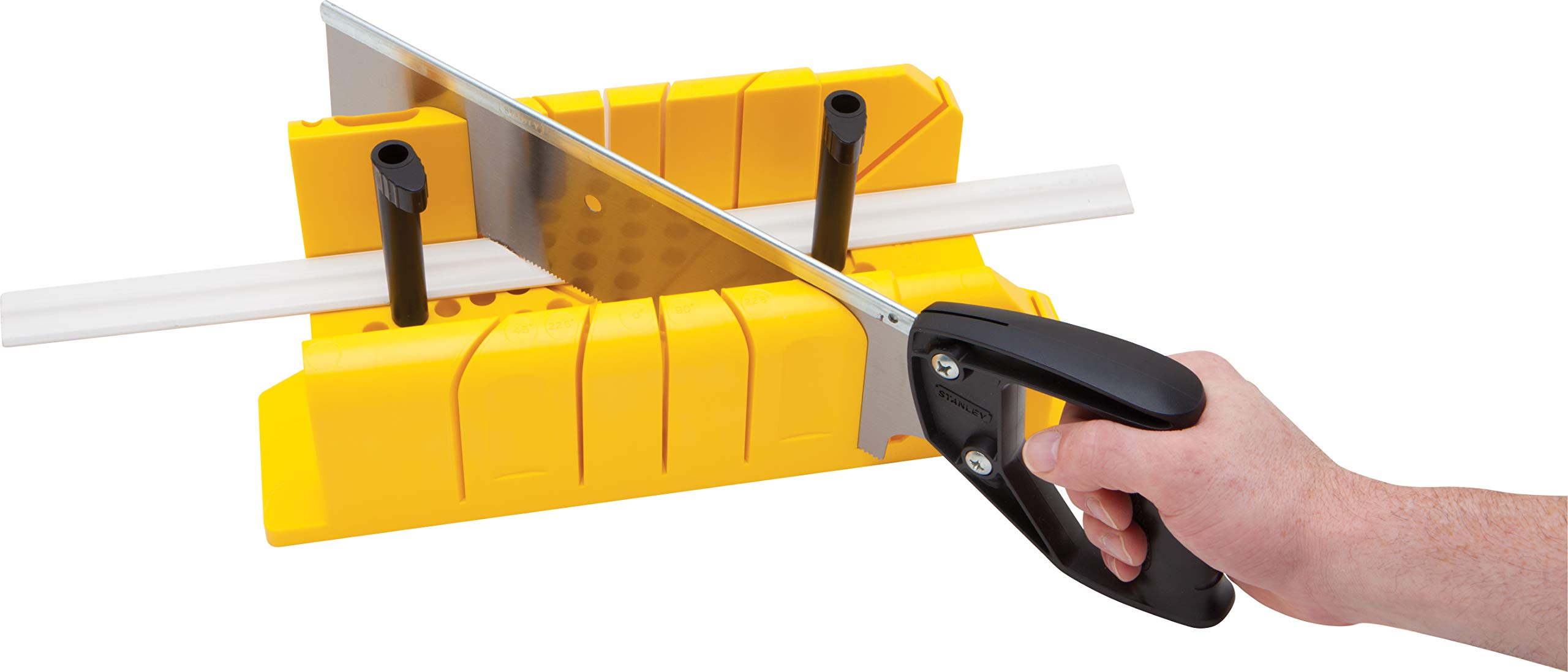 Stanley 1-20-600 Saw Storage Miter Box with Included Saw - Durable Black Woodworking Tool for Precise Angle Cuts | Perfect for DIY Projects, Carpentry & Home Renovations