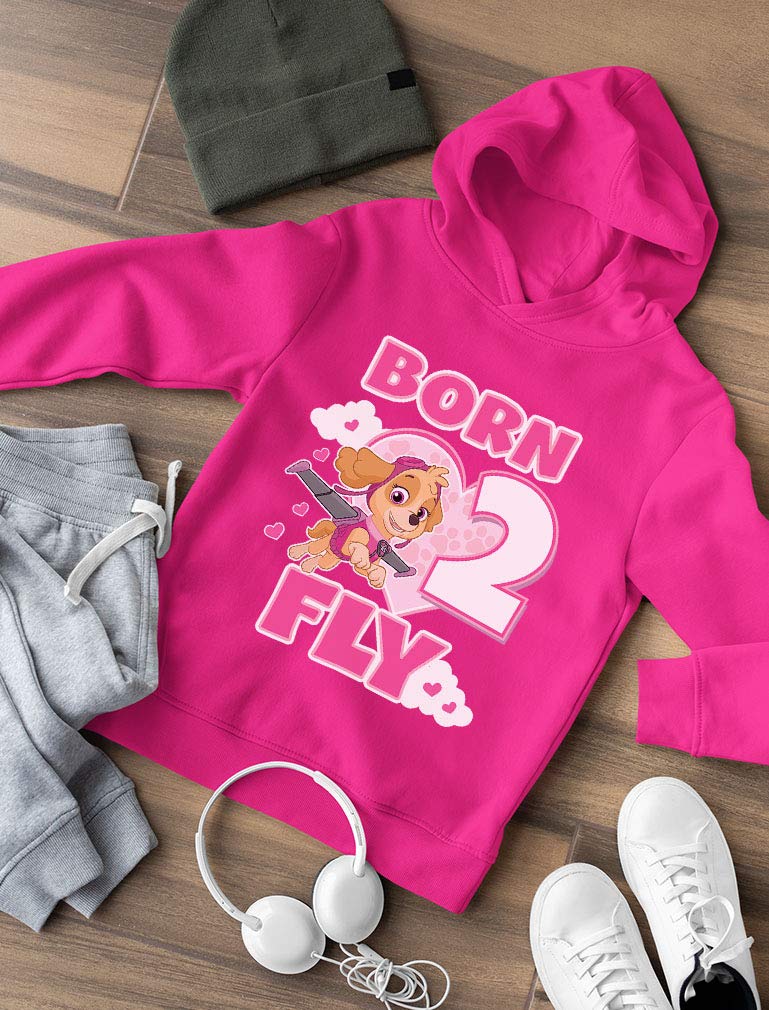 Paw Patrol Skye 'Born 2 Fly' 2nd Birthday Hoodie for Toddler Girls - Cute Kids' Party Outfit & Gift for Birthday Celebrations