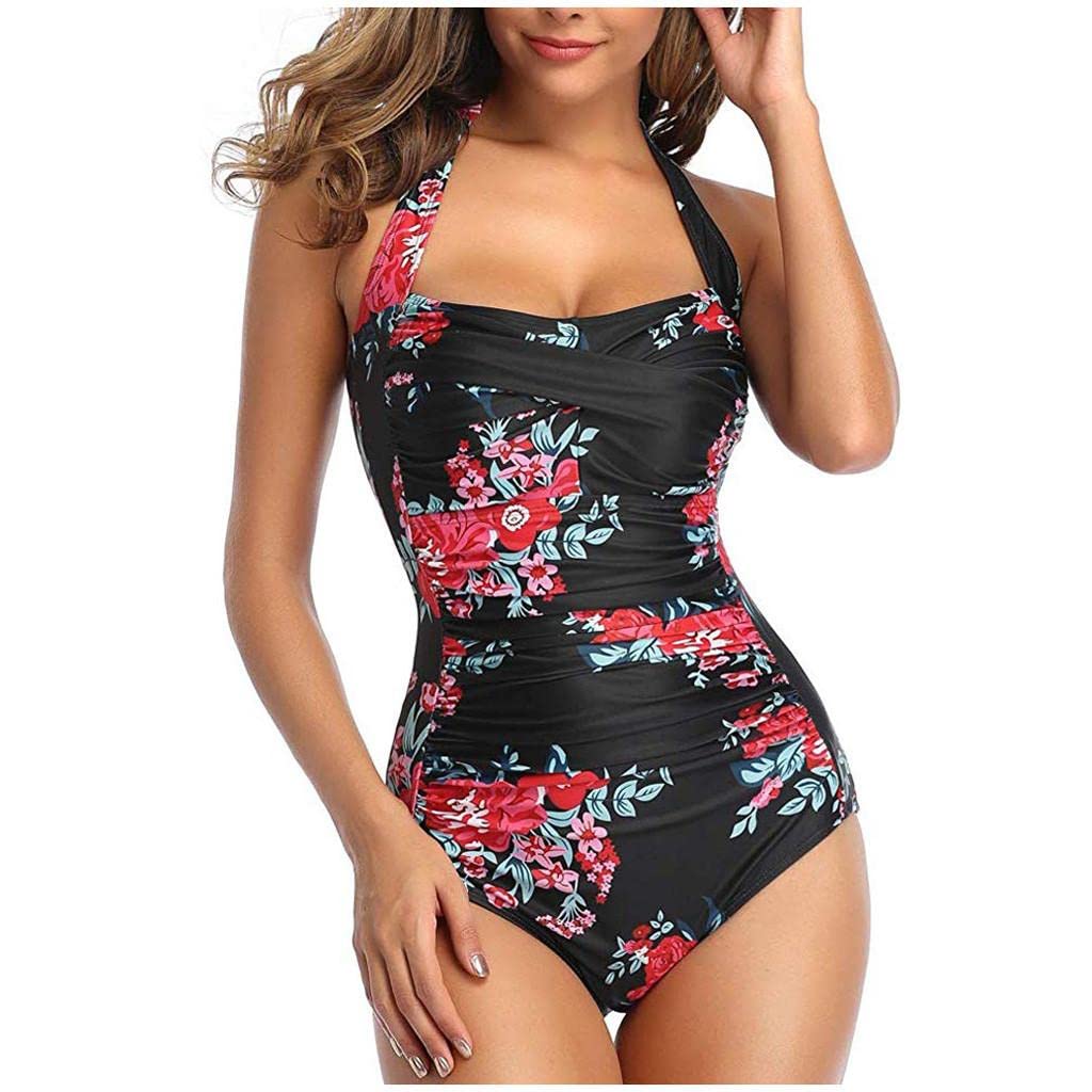 Women's One Piece Swimsuit with Tummy Control & Push Up - Vintage Surfing & Swimming Suit for Beach, Pool & Holiday Vacations
