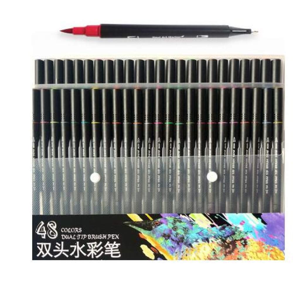 YHWW 48-Color Watercolor Brush Pens Set - Dual Tip Professional Watercolor Markers for Drawing, Painting & Art | Ideal for School, Artists & DIY Projects | Premium Water Coloring Supplies
