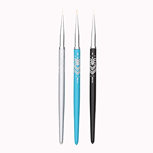 3pcs Professional Nail Art Brush Set - Fine Liner, Detailer & Cuticle Oil Pen for Acrylic, Gel & Dip Powder Nails - Perfect for Salon, Home Manicures & DIY Nail Designs