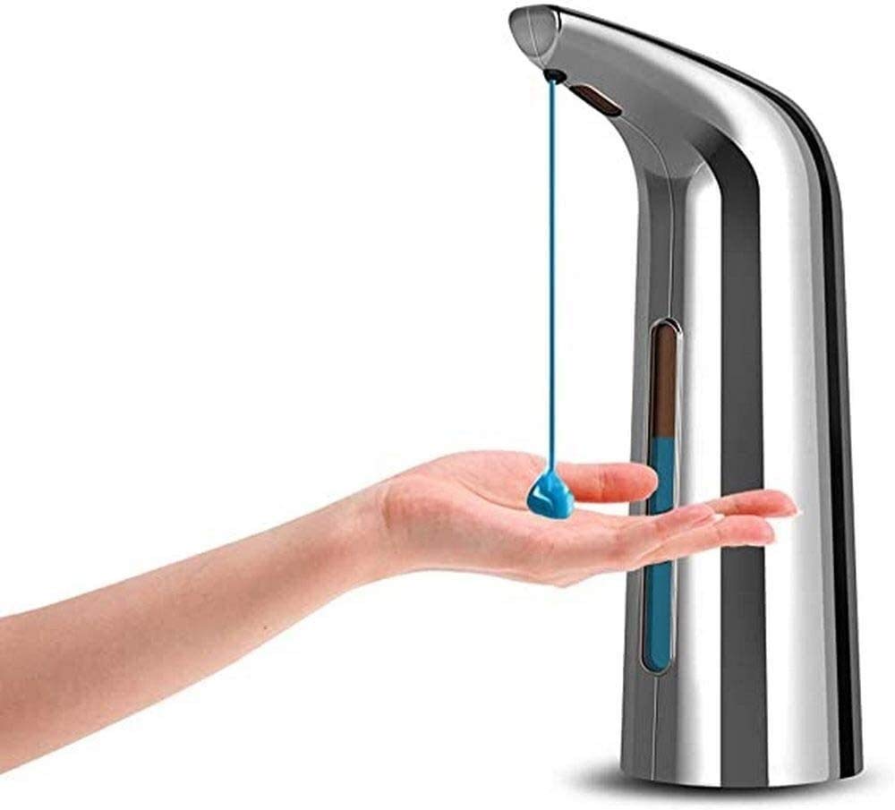 Automatic Touch-Free Sensor Soap Dispenser - Hands-Free Liquid Soap Pump for Kitchen & Bathroom, Smart Sanitizer Dispenser with Silver Finish - Ideal for Home, Office, and Public Restrooms
