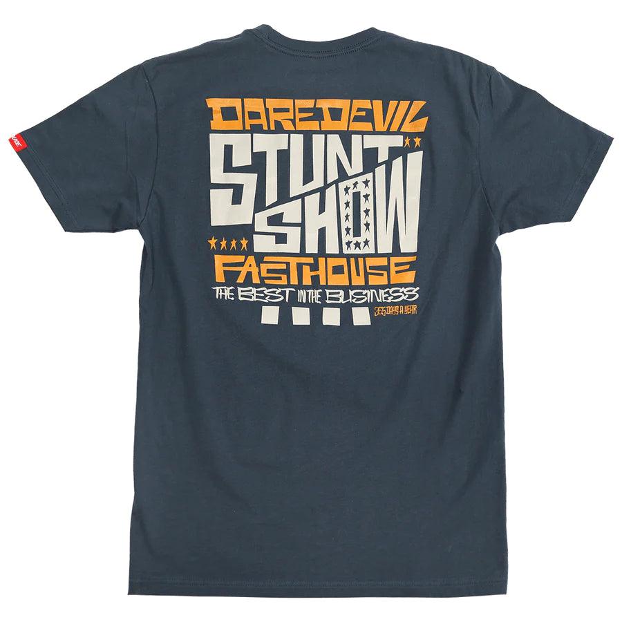Stunt Show SS Tee - Premium Indigo Short Sleeve T-Shirt for Men | Casual Streetwear & Motorcycle Riding Apparel