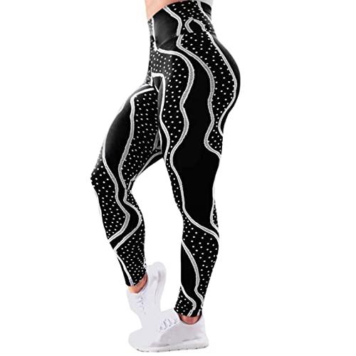 heavKin High Waisted Printed Leggings for Women - Plus Size Workout Yoga Pants with Tummy Control - Comfortable Capris for Fitness, Running & Lounge Wear