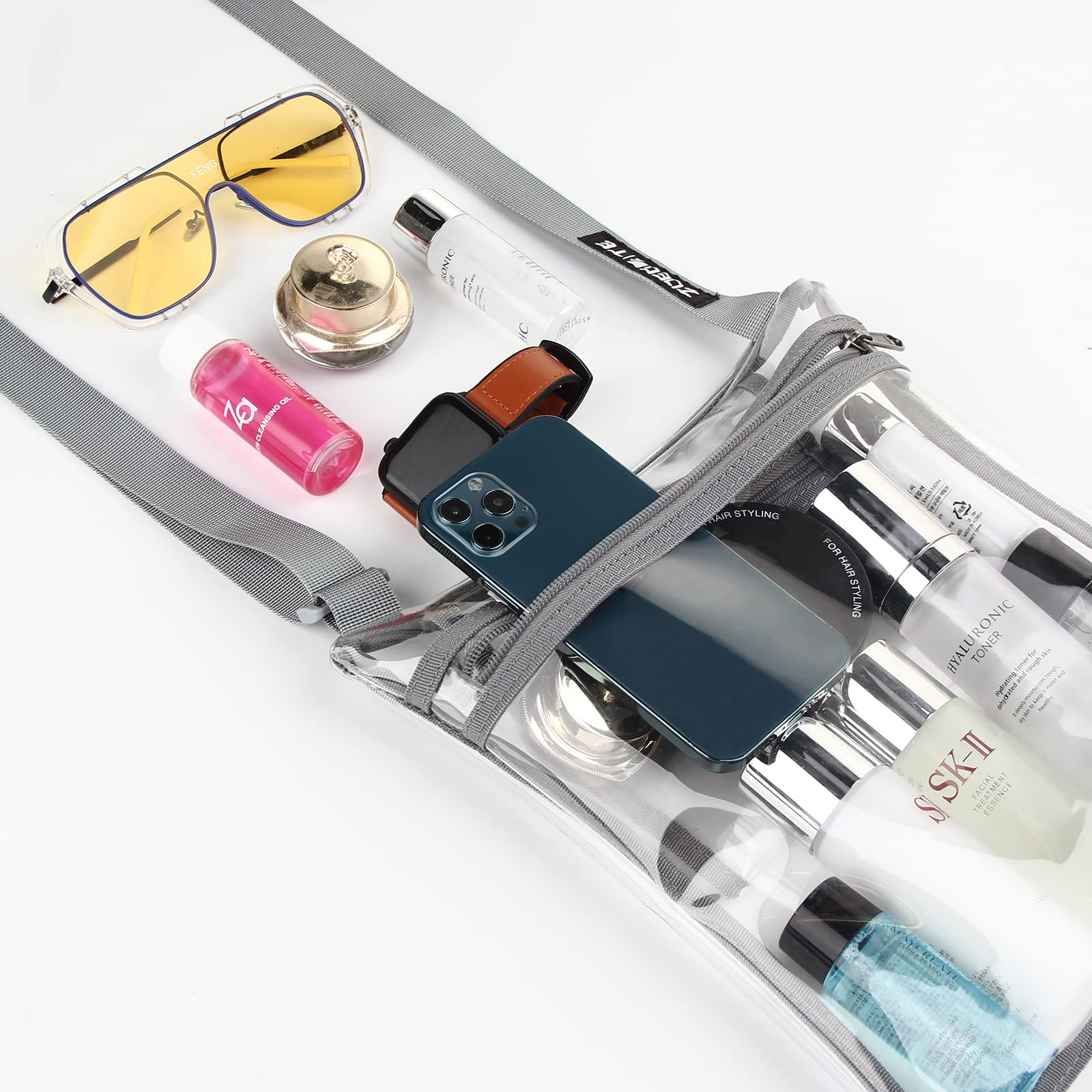 Stadium Approved Clear Crossbody Purse - Transparent Shoulder Bag with Inner Pocket & 5 Fun Stickers | Perfect for Concerts, Festivals, Sports Events & Airport Security