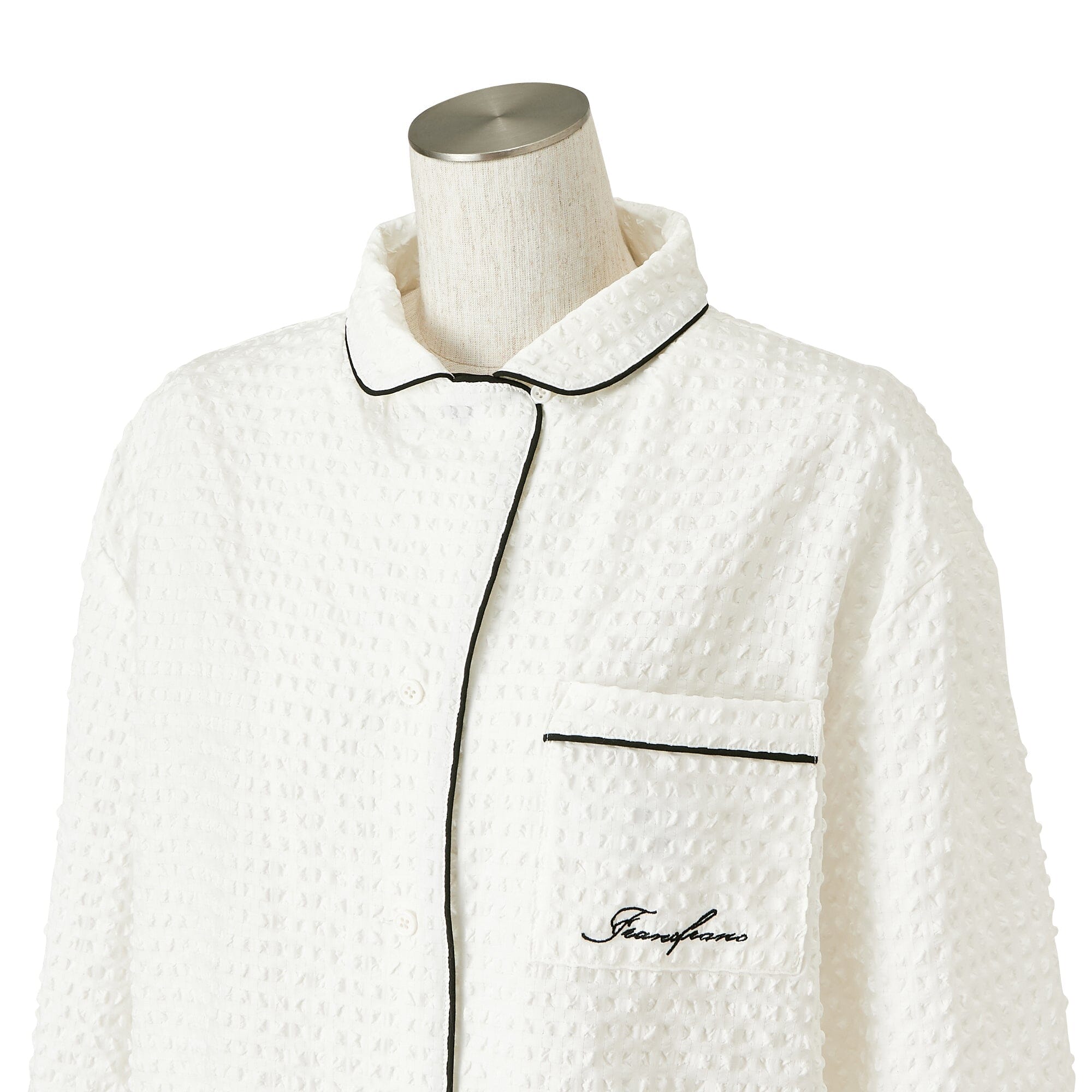 Custom Embroidered Logo Check Jacquard Pajama Set - Soft Cotton Sleepwear for Women & Men - Perfect for Lounge, Sleepwear & Gift Giving